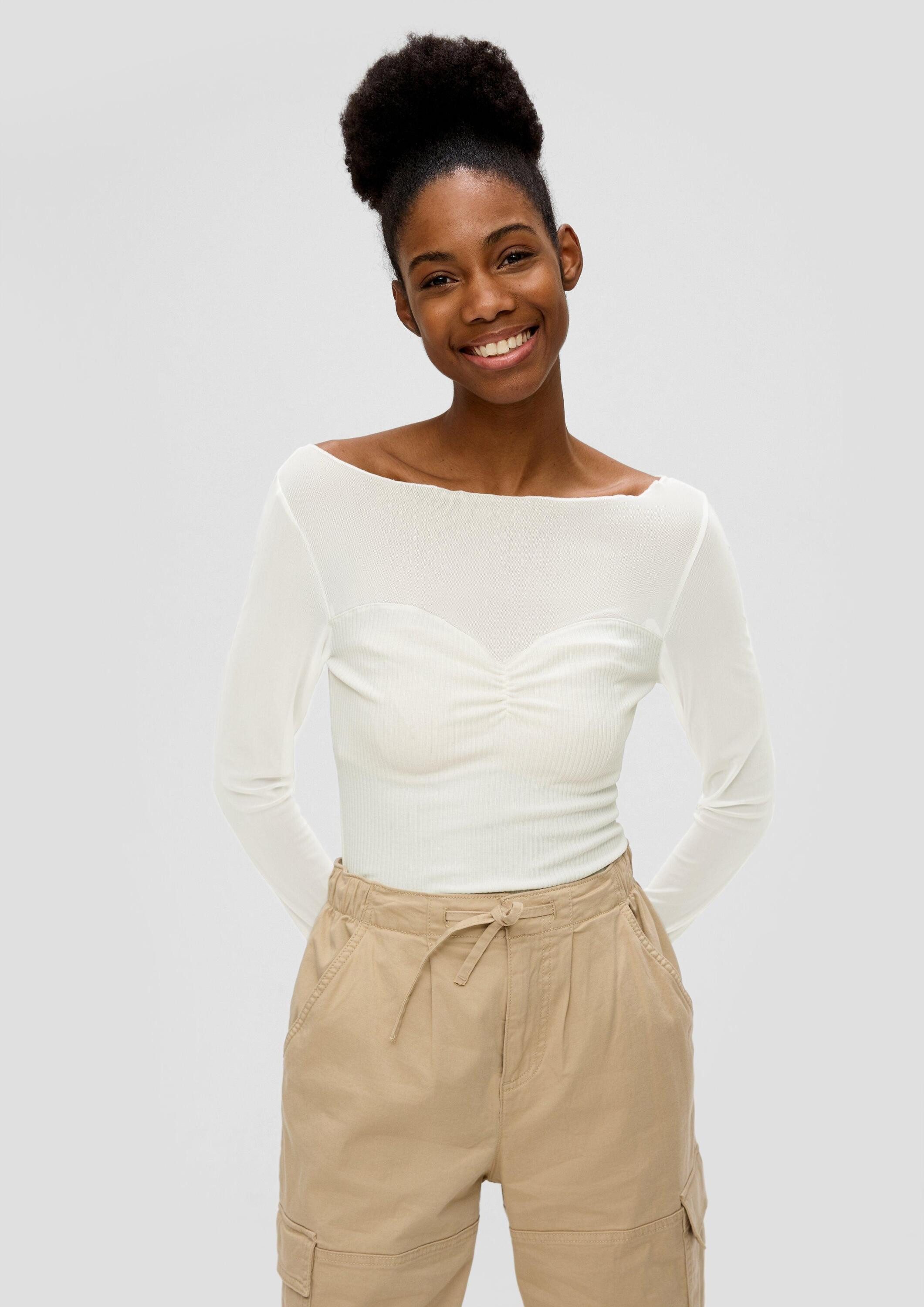 QS Langarmshirt T-Shirt Langarmshirt aus Fabricmix günstig online kaufen