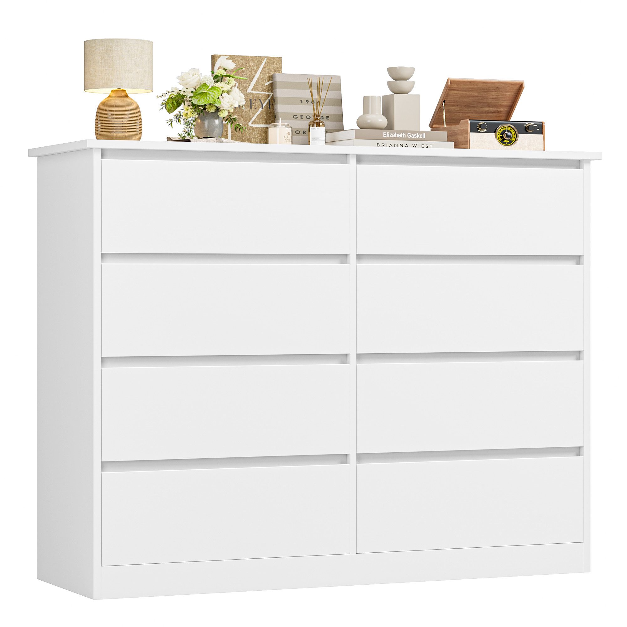 Homfa Kommode Sideboard Komodenschrank Schubladenkommode, mit 8 Schubladen, Breite 120cm Höhe 96cm