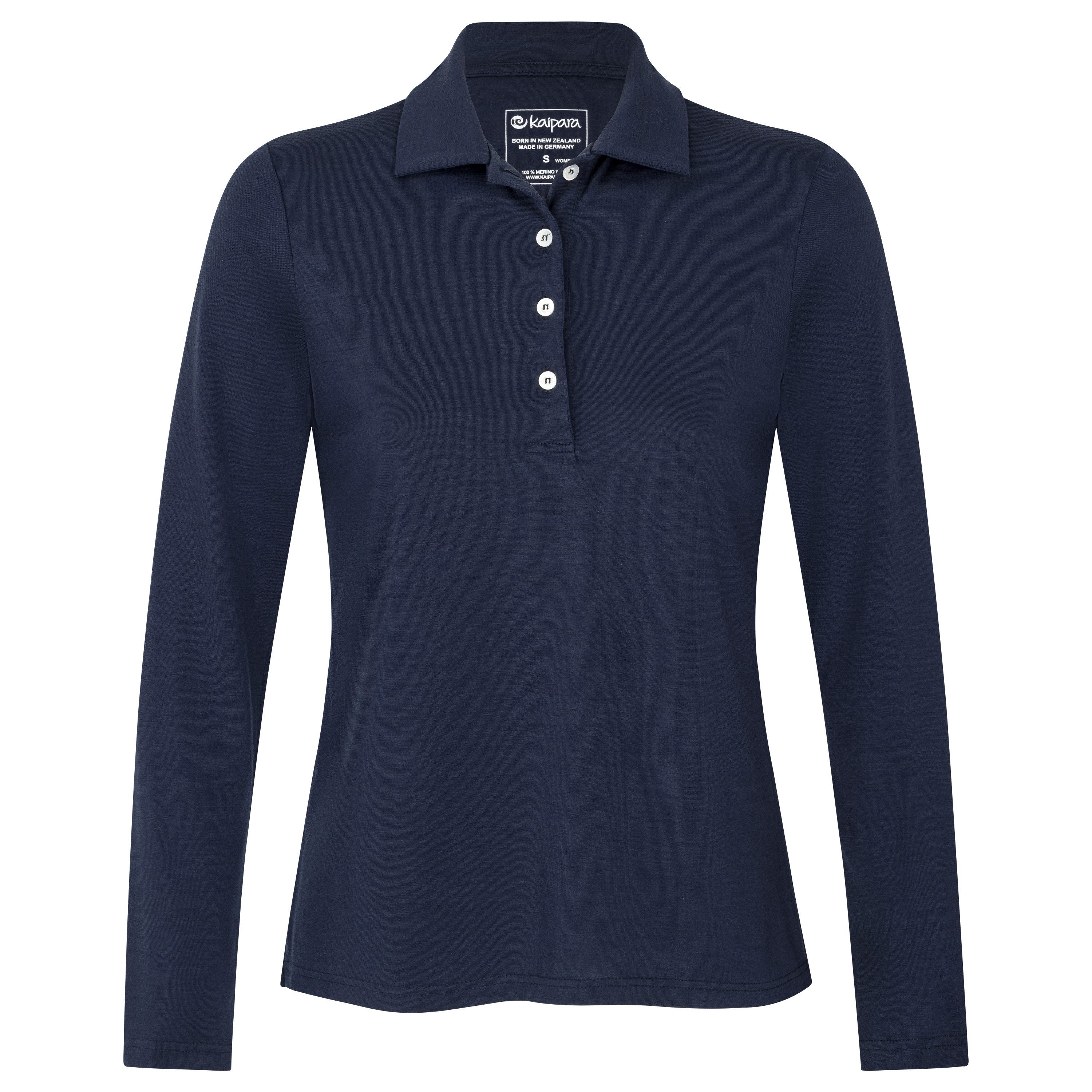 Kaipara - Merino Sportswear Langarm-Poloshirt URBAN Merino Poloshirt Damen Langarm Regular Fit 200 warm (1-tlg) aus reiner Merinowolle Made in Germany