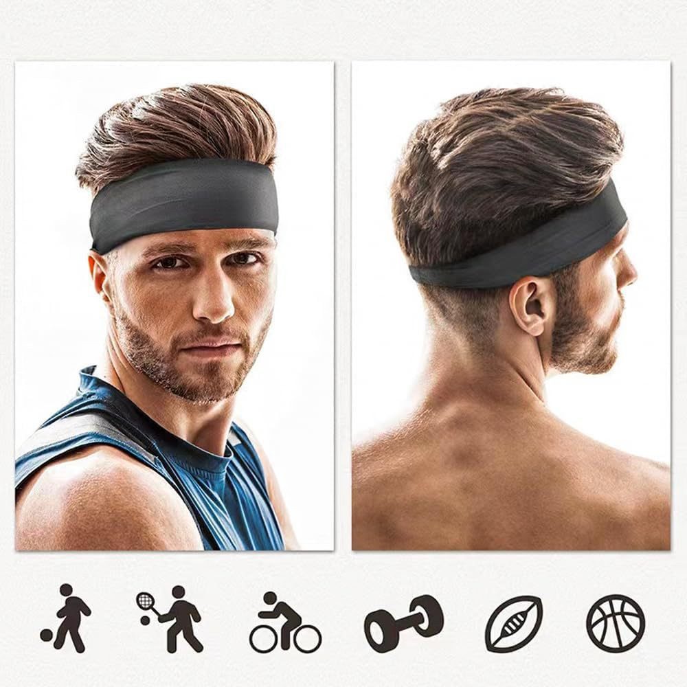 Zaewry Stirnband 4 Pack Haarband Haarbänder Damen Herren Sport (Antirutsch Stirnbänder Elastisch Headband, 4-St) Unisex Hair Band Sport Yoga Workout Laufen Fitn – Bild 3 von 5