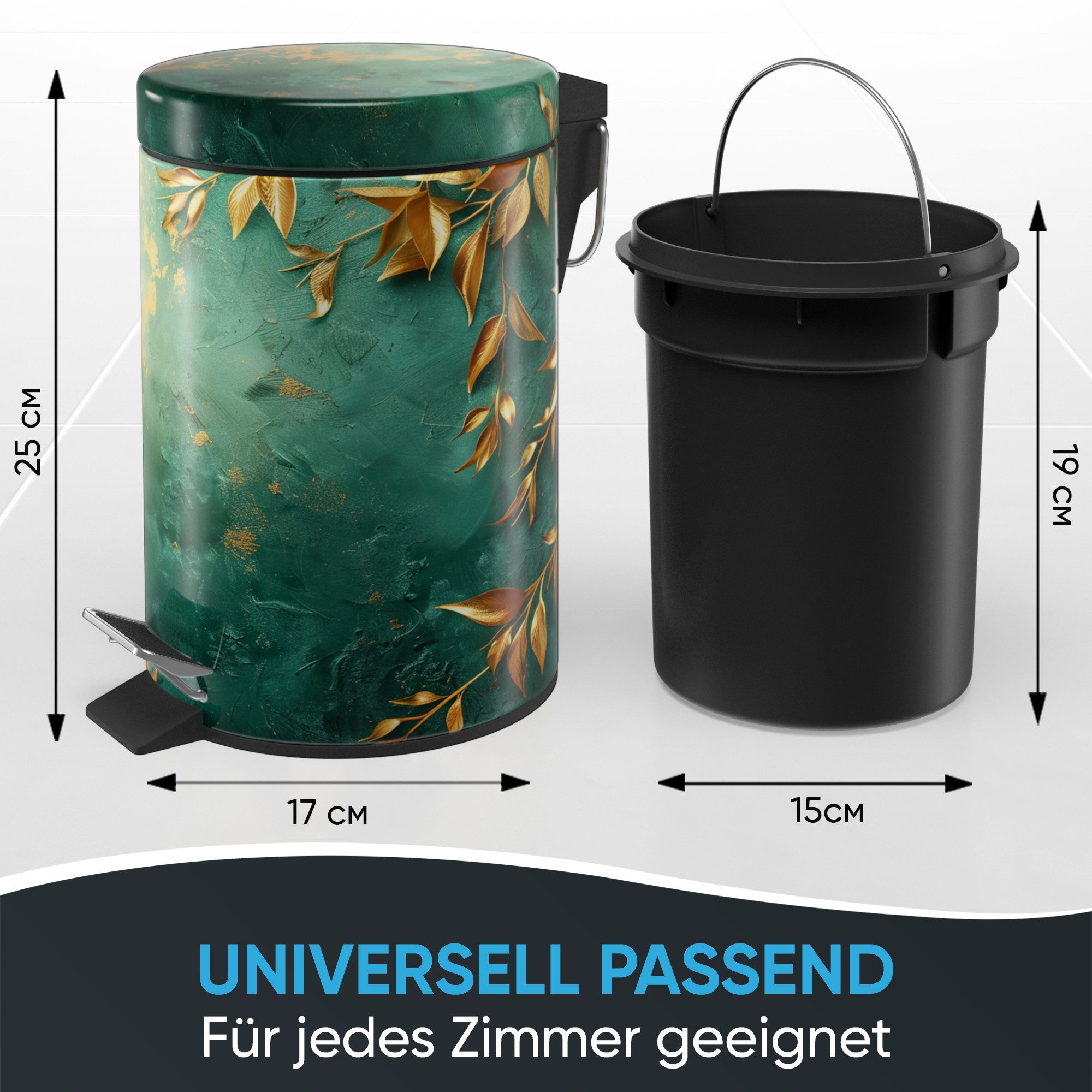 Sanilo Kosmetikeimer mit Motiv, viele schöne Bad Mülleimer zur Auswahl, 3 Liter, Abfalleimer mit Absenkautomatik & Innenbehälter