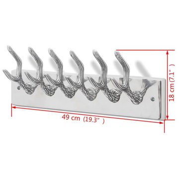 vidaXL Garderobenständer Aluminium Garderobenhaken Hakenleiste Hut-/Krawattenaufhänger Silber, (1 St)