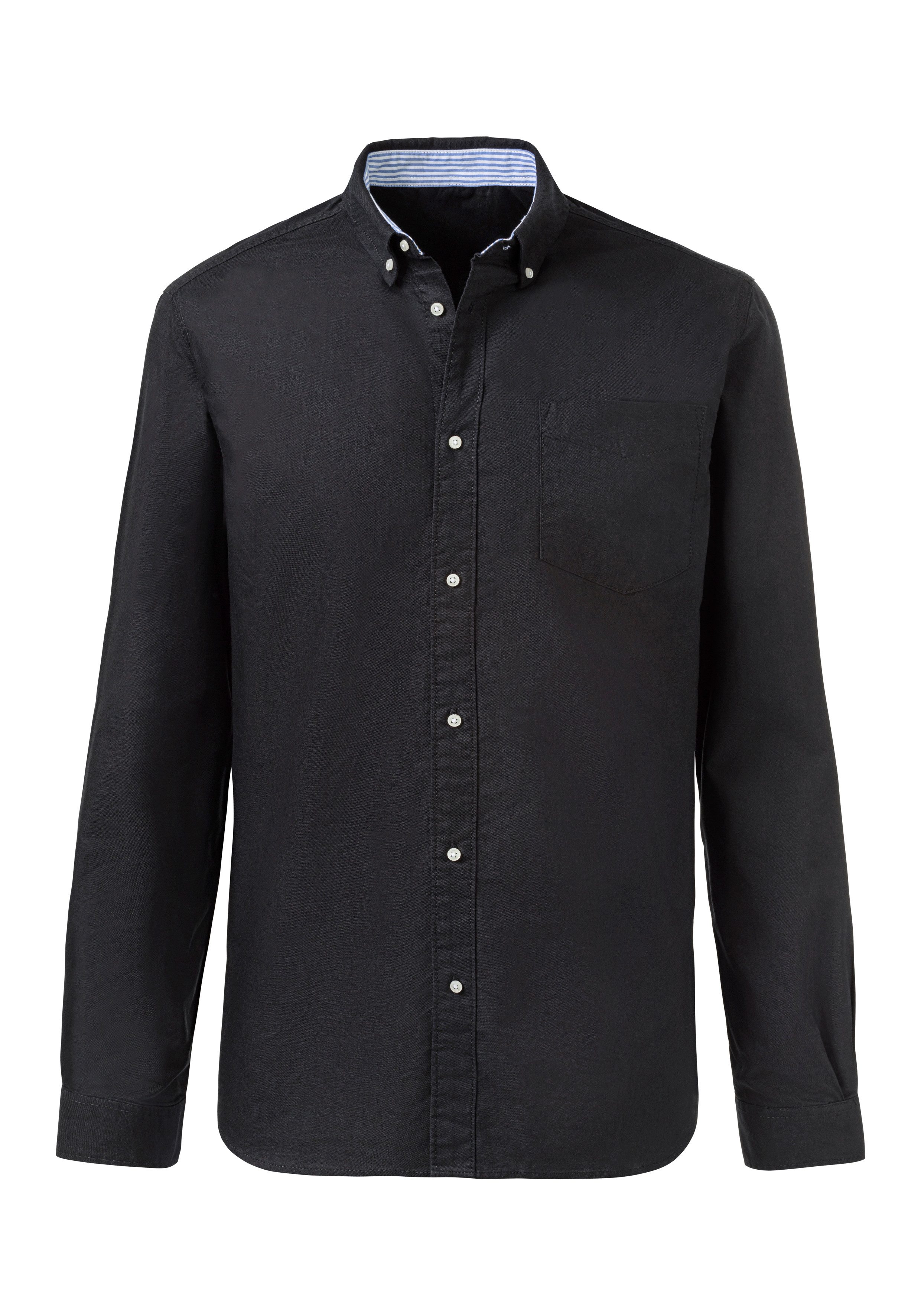 H.I.S Langarmhemd aus reiner Baumwolle, Regular-fit Button-down-Kragen mit gestreiftem Innenkragen – Bild 2 von 5