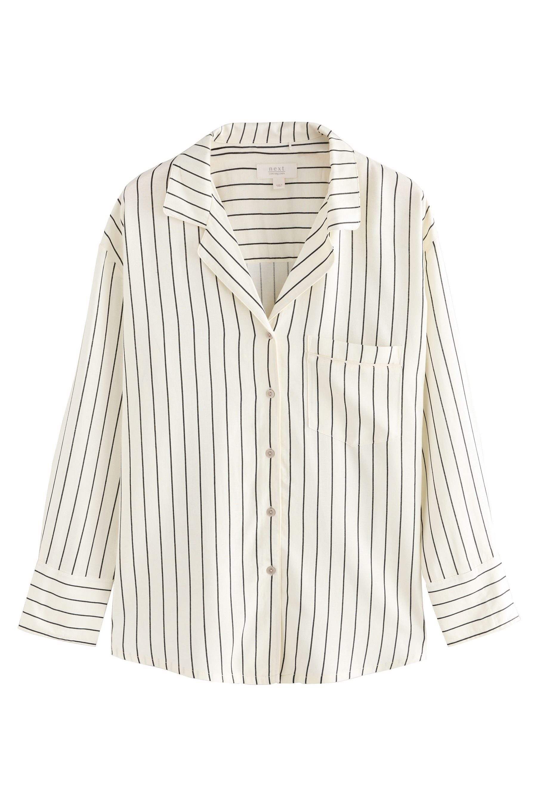 Next Pyjama Durchgeknöpfter Schlafanzug aus Leinenmischung (2 tlg) günstig online kaufen