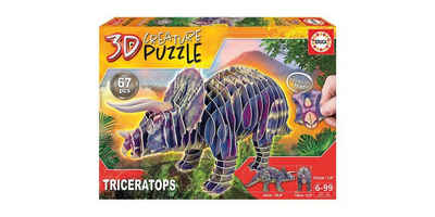 Educa Puzzle 3D Triceratops 67 Teile Puzzle, Puzzleteile