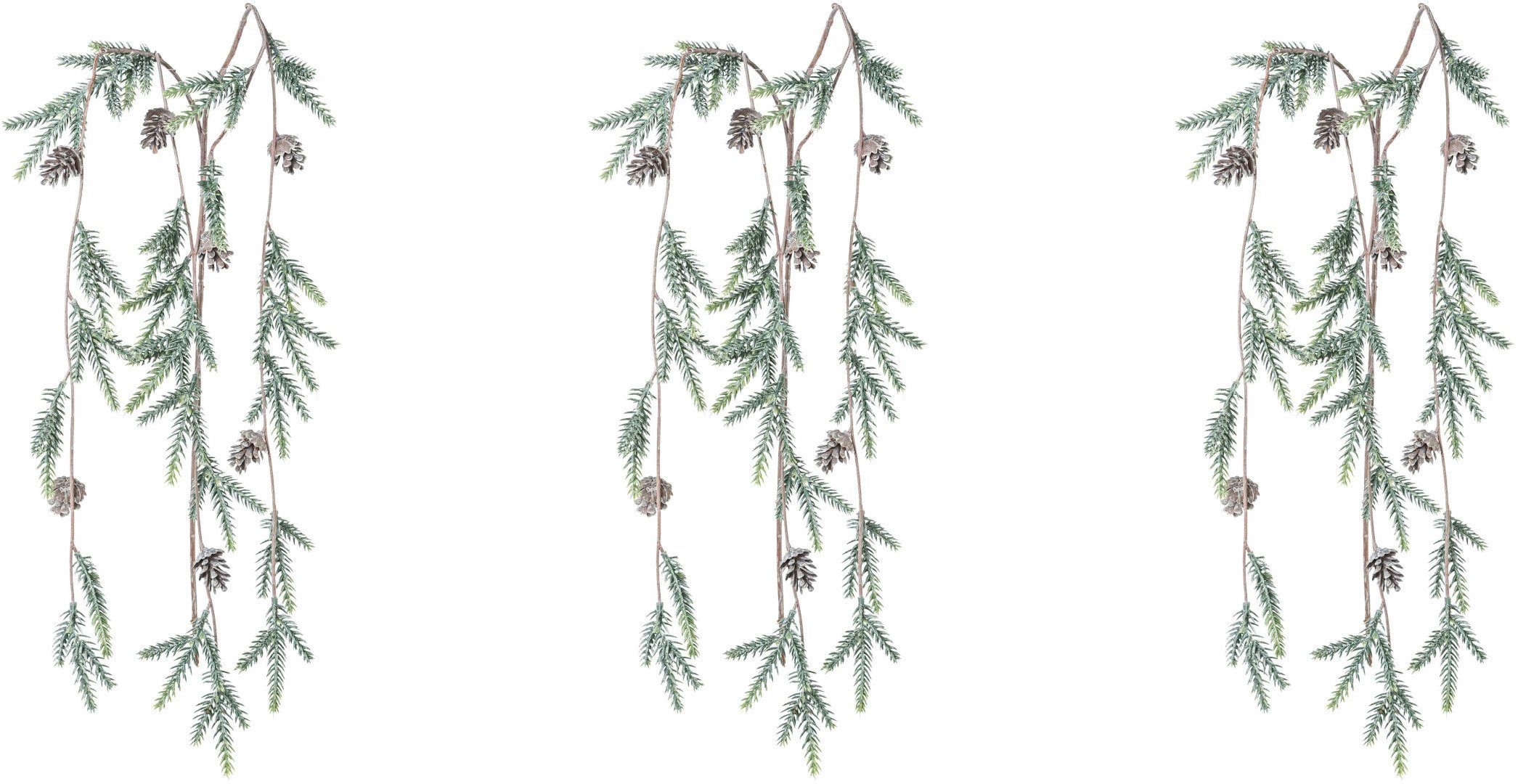 Winterliche Kunstpflanze Weihnachtsdeko Fichte, Creativ green, Höhe 100 cm,  mit zahlreichen Fichtenspitzen und Zapfen, 3er-Set, Pur oder dekoriert,  stehend oder liegend