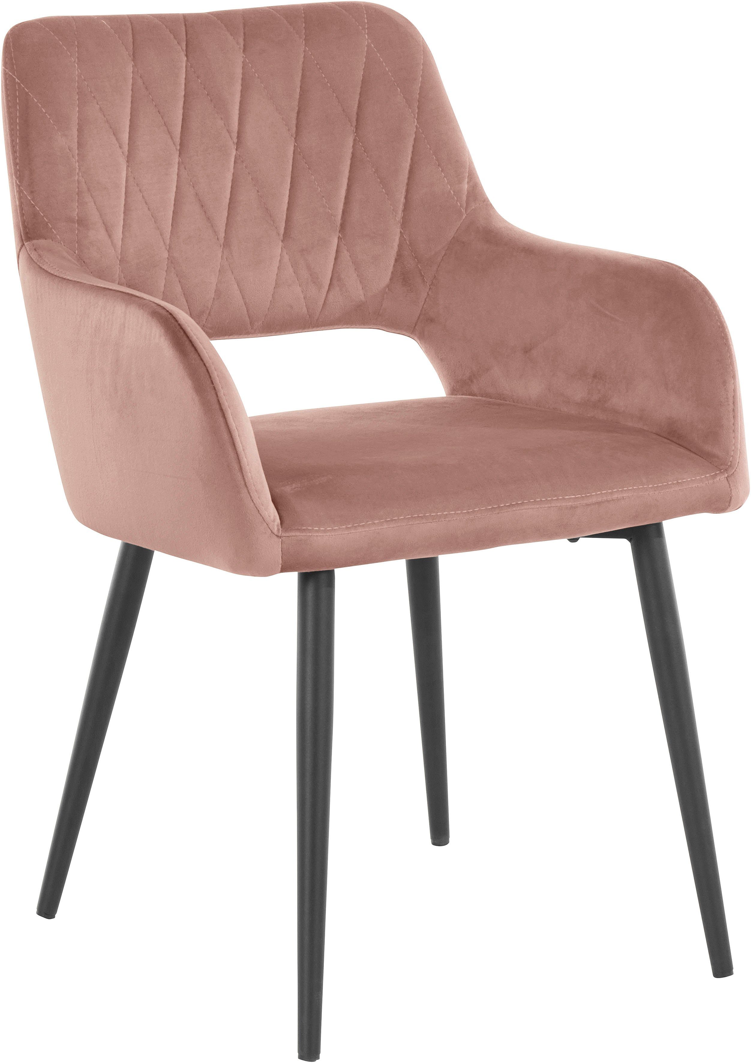 Leonique Esszimmerstuhl Franca (Set, 2 St), Sitz in Samtvelours, Rückenlehne mit Rautensteppung, Sitzhöhe 48 cm