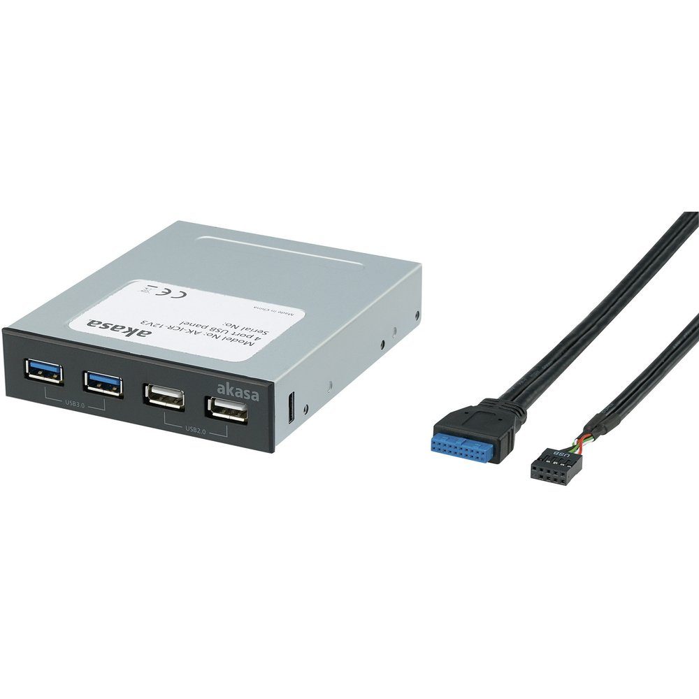 USB-Verteiler Akasa 4 Port USB 3.2 Gen 1-, USB 2.0-Fronteinschub-Hub Schwarz