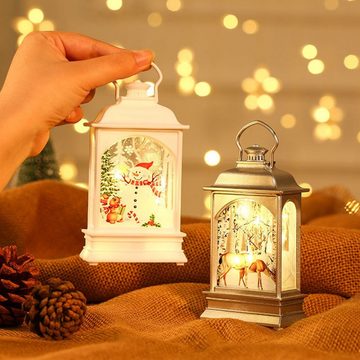 GelldG Laterne LED Schneelaterne, Laterne Weihnachten, Geschenk, Tischdeko, Weiß