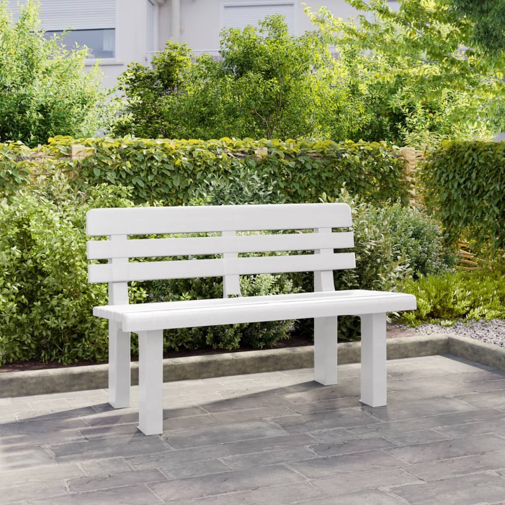 furnicato Gartenbank Polypropylen Weiß 110 x 52 x 71 cm, Hitzebeständige Sitzbank mit Rückenlehne für die Veranda oder Terrasse
