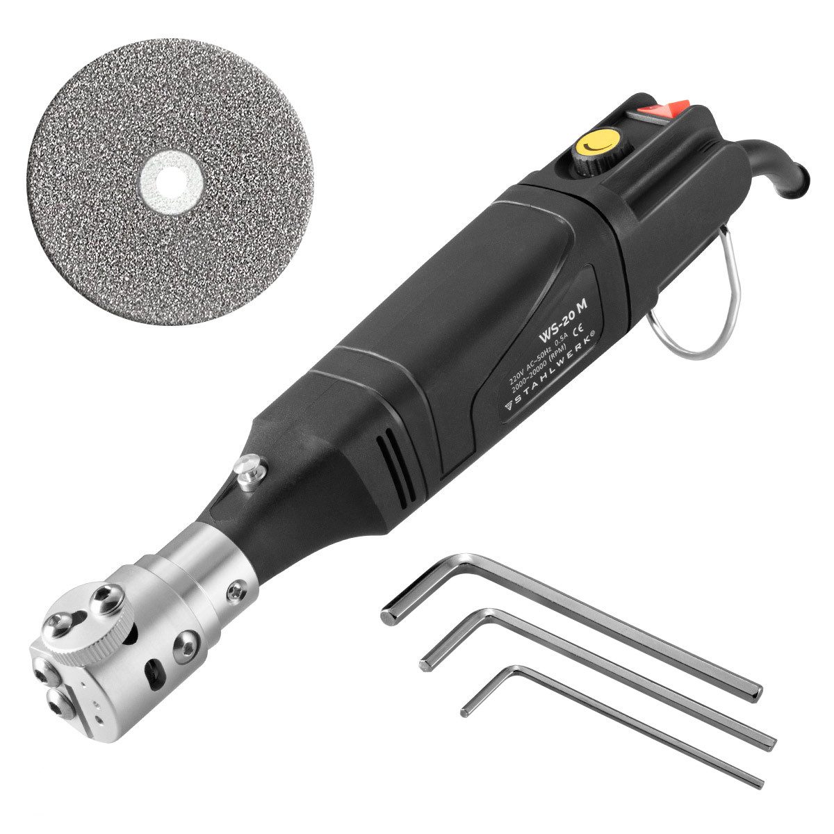 STAHLWERK Ручна шліфувальна машина Wolframschleifgerät WS-20M für WIG Schweißlektrode, max. 20000 U/min, (Packung, 1 tlg), inkl. 3 Innensechskantschlüssel