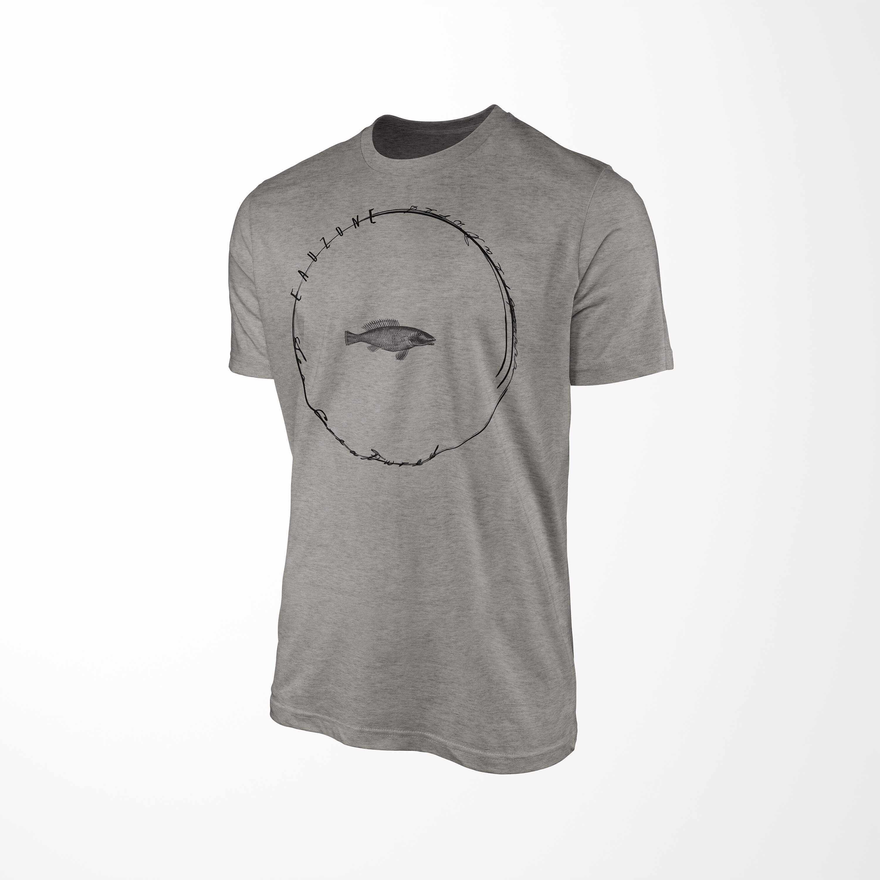 - sportlicher Struktur und Sinus T-Shirt Fische Sea Creatures, Ash Serie: T-Shirt Sea Schnitt Art feine 004 / Tiefsee