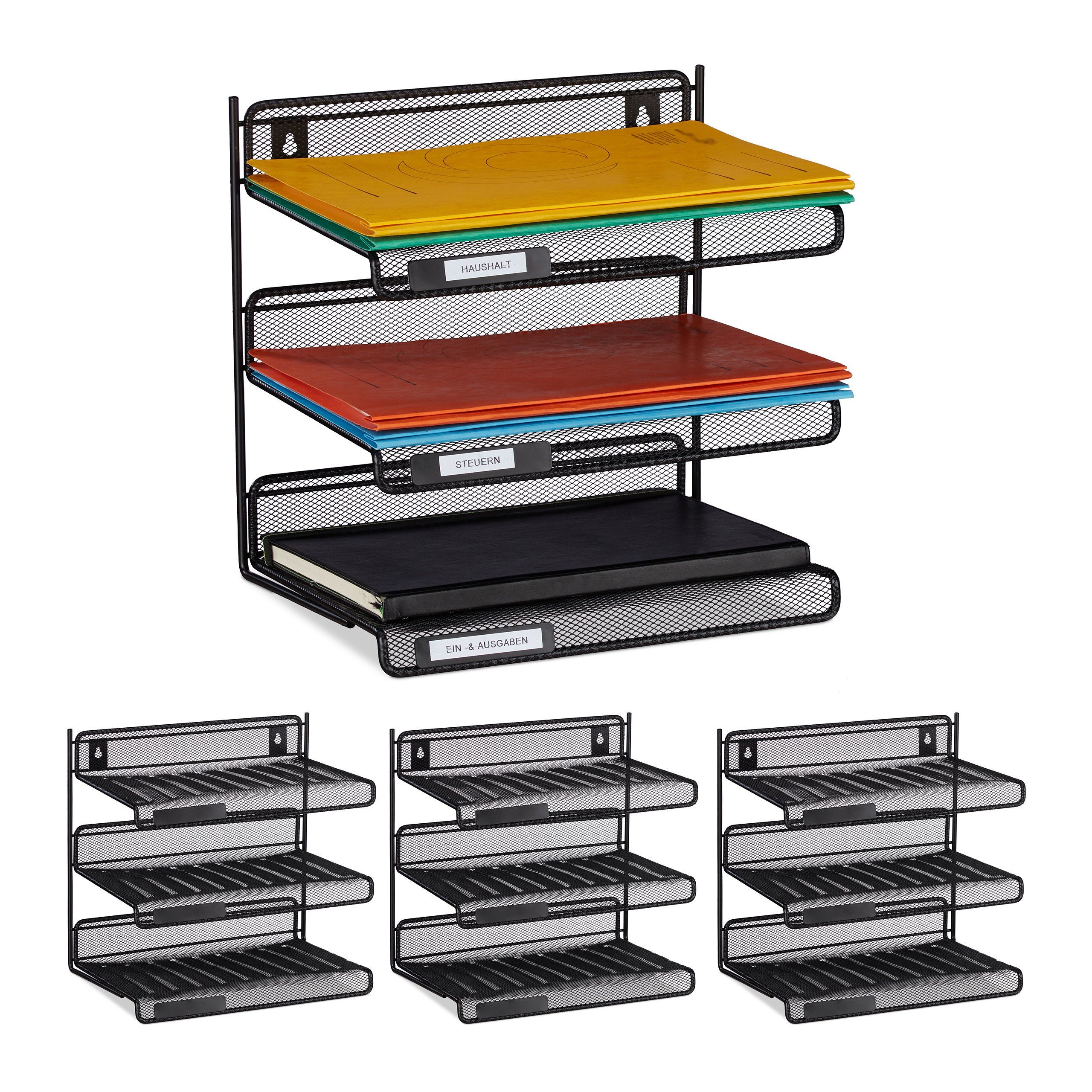 Organizer 4 x Briefablage Metall schwarz