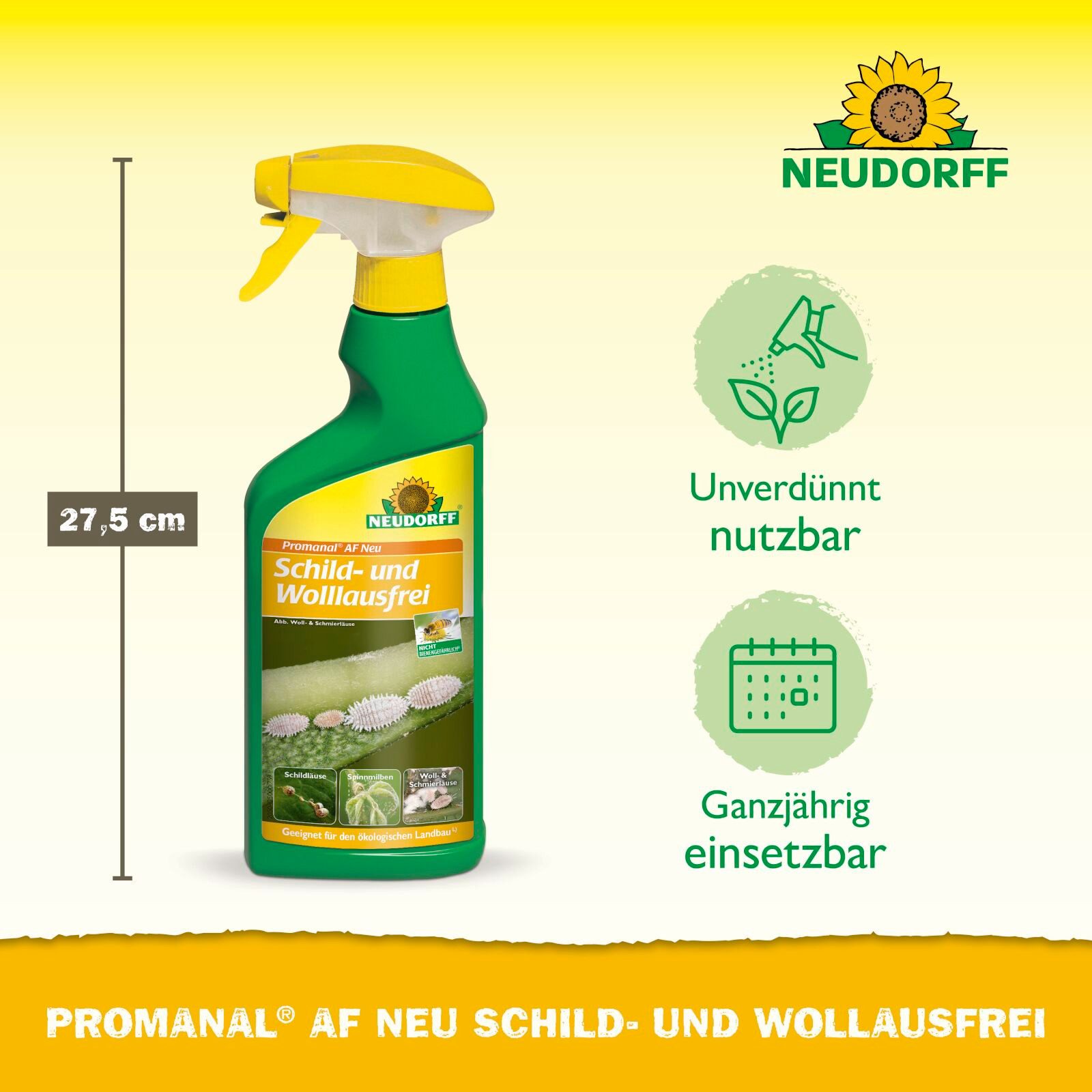 Neudorff Insektenspray Promanal AF Neu Schild- und Wolllausfrei 500 ml, 500 ml, Einzelprodukt, einsetzbar an z.B. Oleander und Oliver, Anwendungsfertiges Spray  – Bild 3 von 5