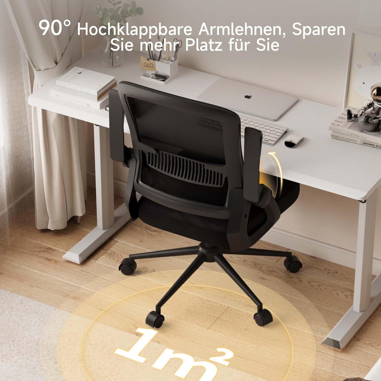 ZAISZE Bürostuhl Ergonomischer Bürostuhl mit Mesh-Rückenlehne und Lendenstütze (Verstellbarer Armlehnen, Atmungsaktiv, Höhenverstellbarer Schreibtischstuhl mit  – Bild 5 von 5