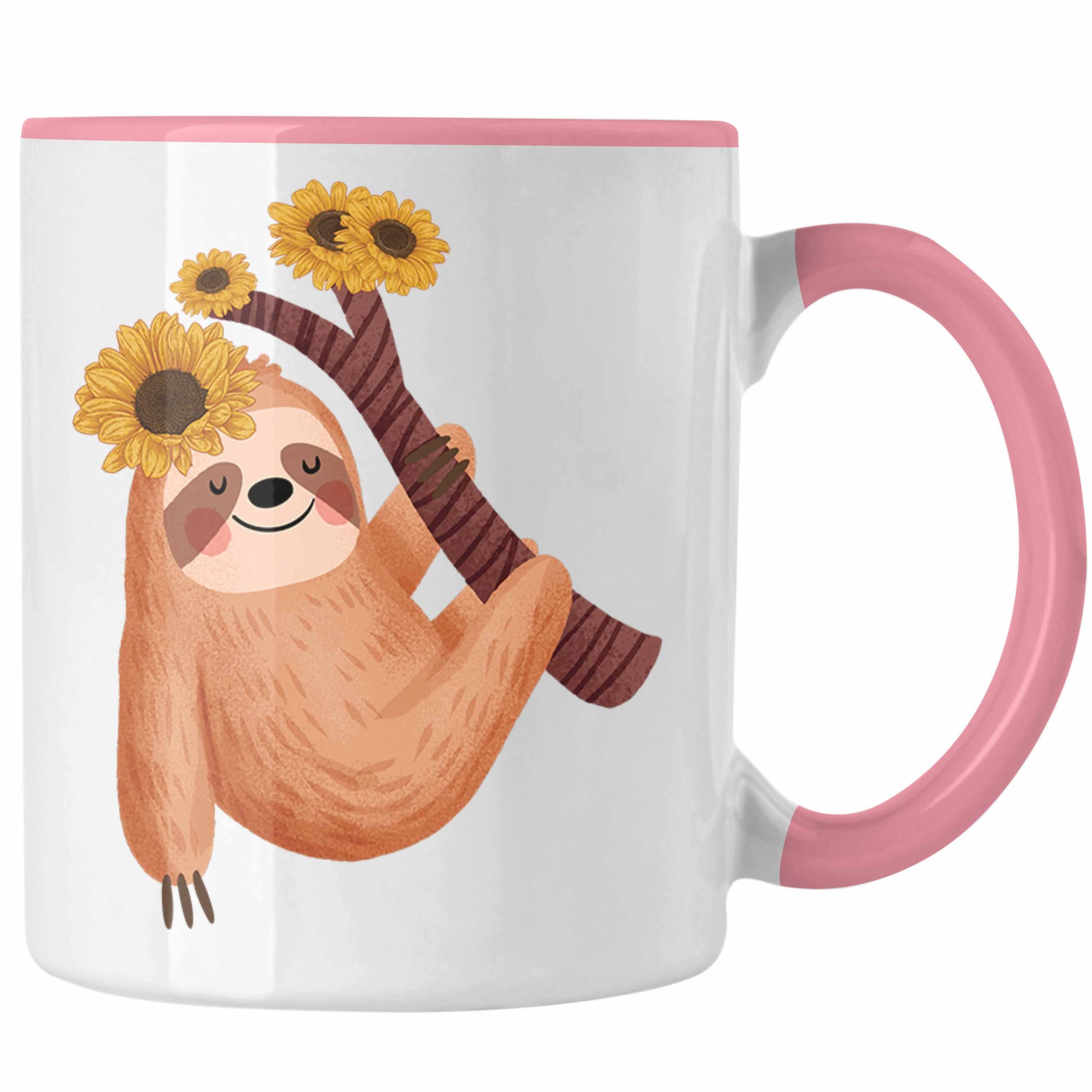 Trendation Tasse Trendation - Mädchen Rosa Tasse Ballong Coole Geschenkidee Faultier Grafik Jungs Geschenk Süße