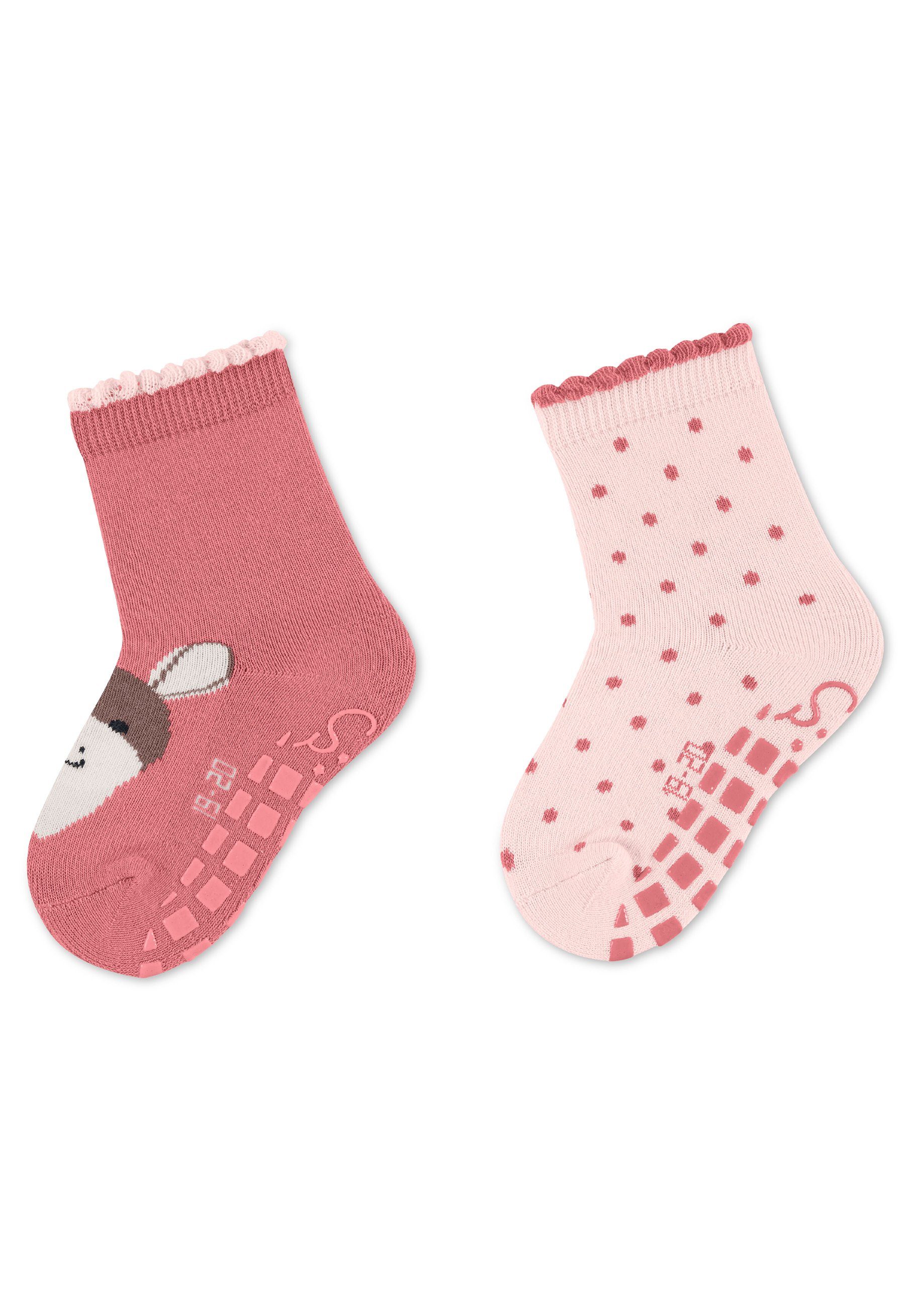 Sterntaler® ABS-Socken GOTS ABS-Socken Emmi Girl, 2er-Pack (GOTS 2er Pack Fliesensocken mit süßen Motiven) Rutschsocken mit Anti-Rutsch-Sohle, ABS- Socken mit Gumminoppen