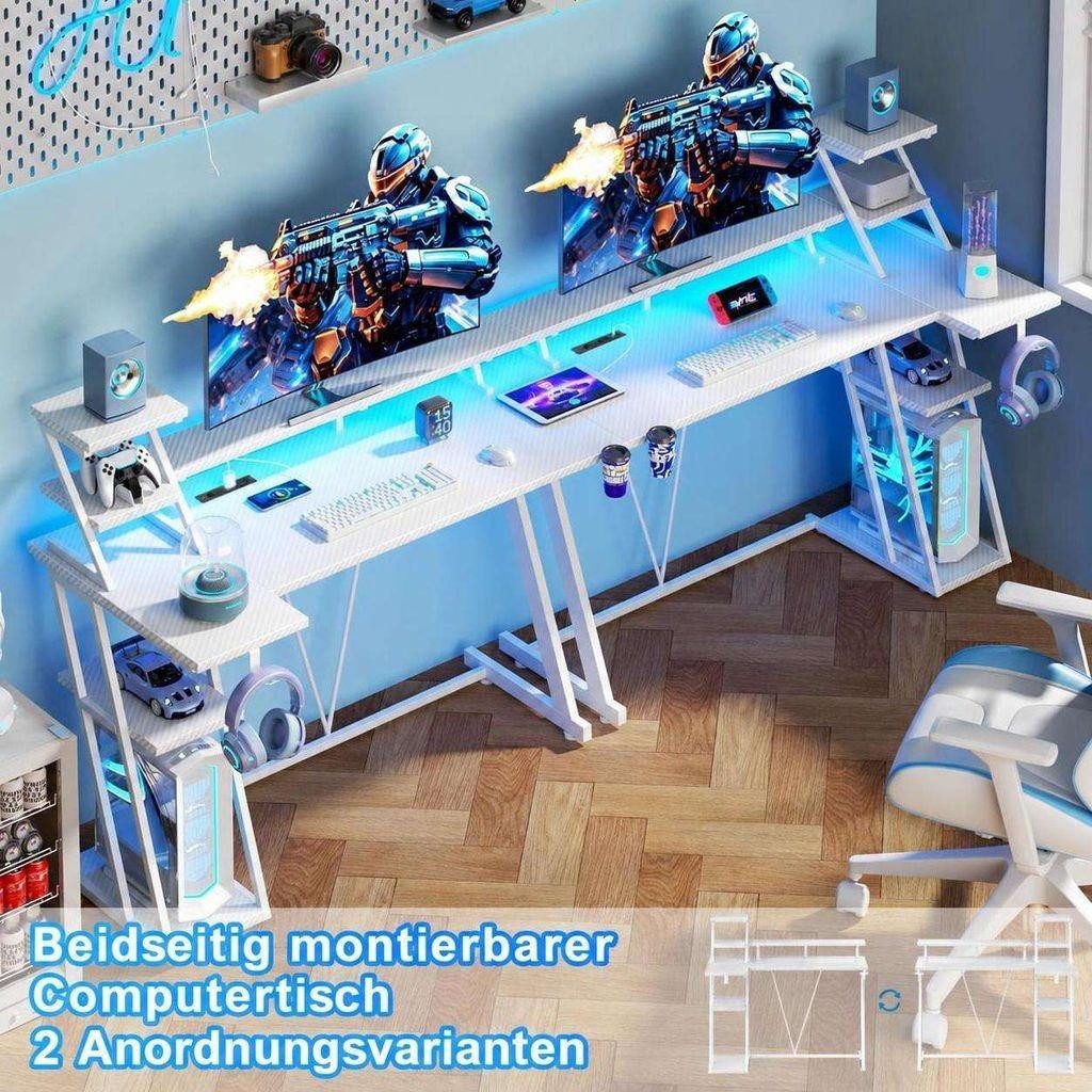 Aiorber Computertisch Aiorber-Gaming Tisch mit Monitorablage und Stauraum – Bild 3 von 5