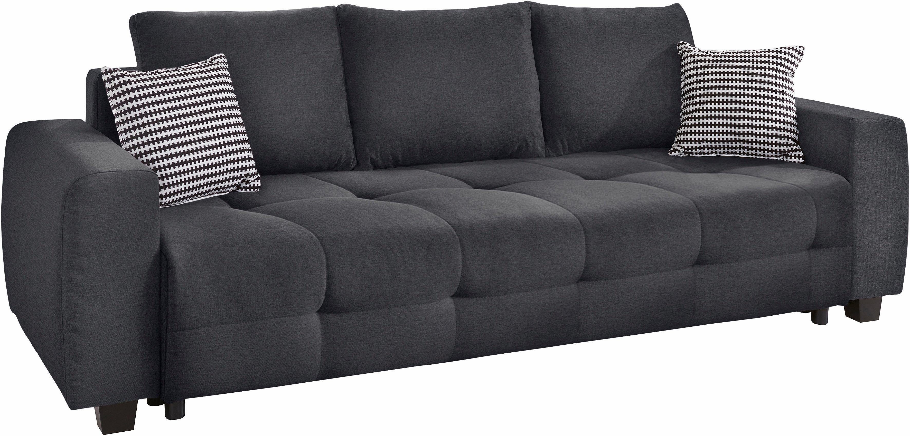 COLLECTION AB Schlafsofa Bella, B: 241 cm, Liegefl. 142x194 cm, Bettfunktion, Bettkasten & 2 Zierkissen, Federkern