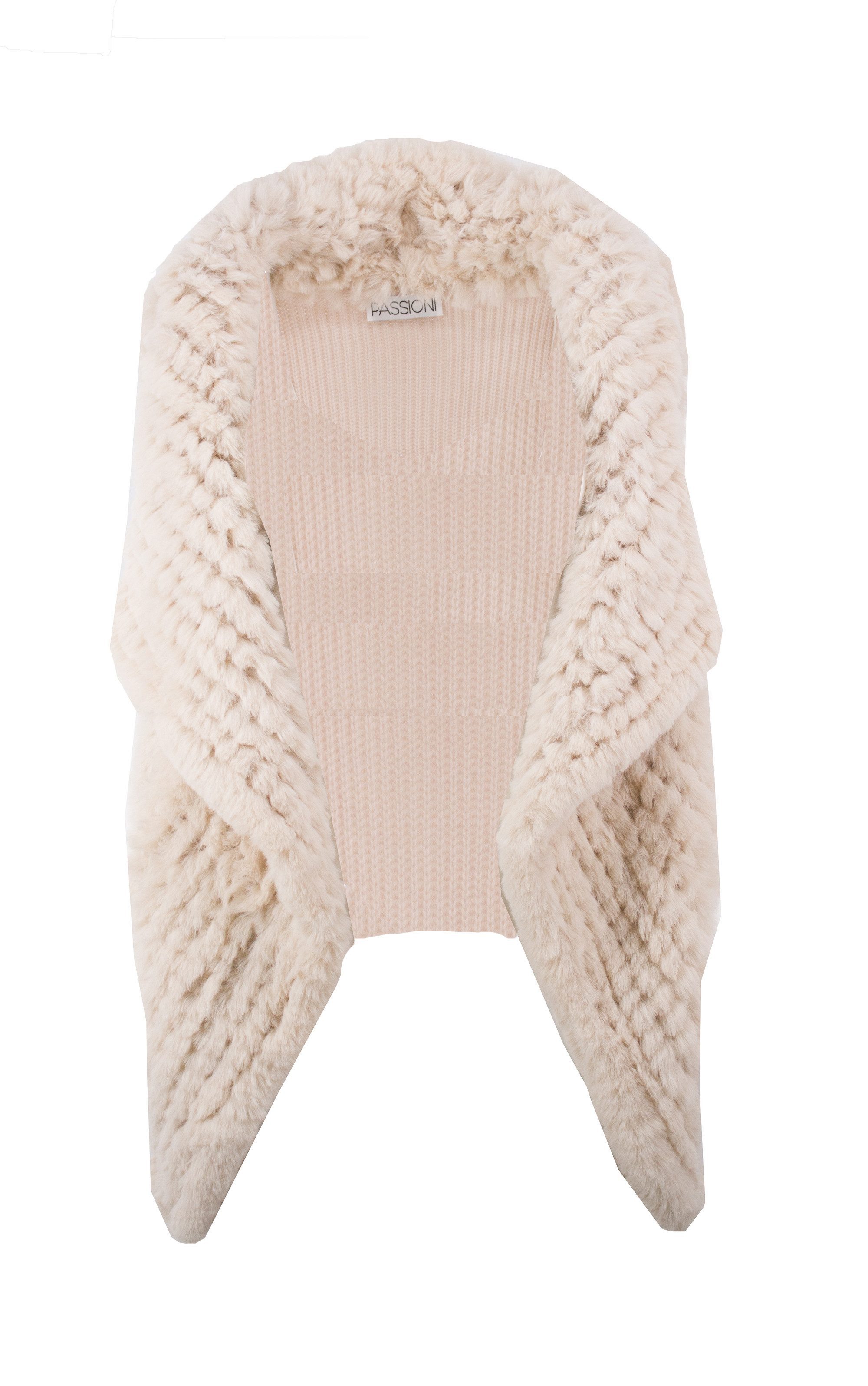 Passioni Fellimitatweste luxuriöse offene Weste in Beige