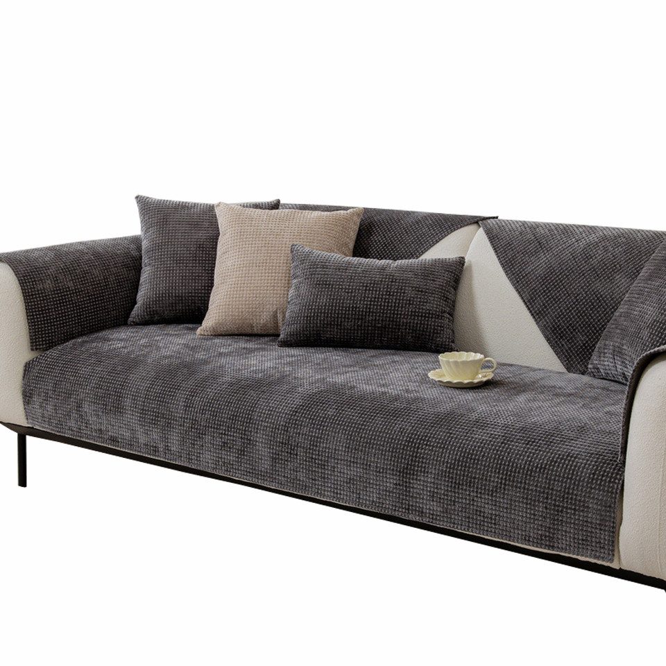 Minicloss Sofaschoner Karo-Chenille-Sofabezug 70x150cm, superweich, plüschig, rutschfest, einfarbig, geeignet für Hunde, Kinder und Haustiere