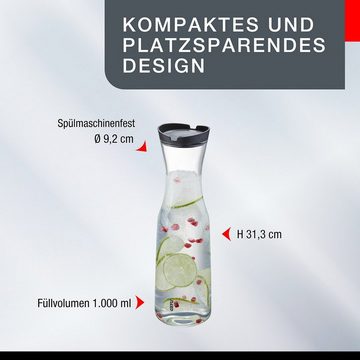 GEFU Karaffe Glas Karaffe mit Deckel SMARTLINE 1Liter Krug Glas