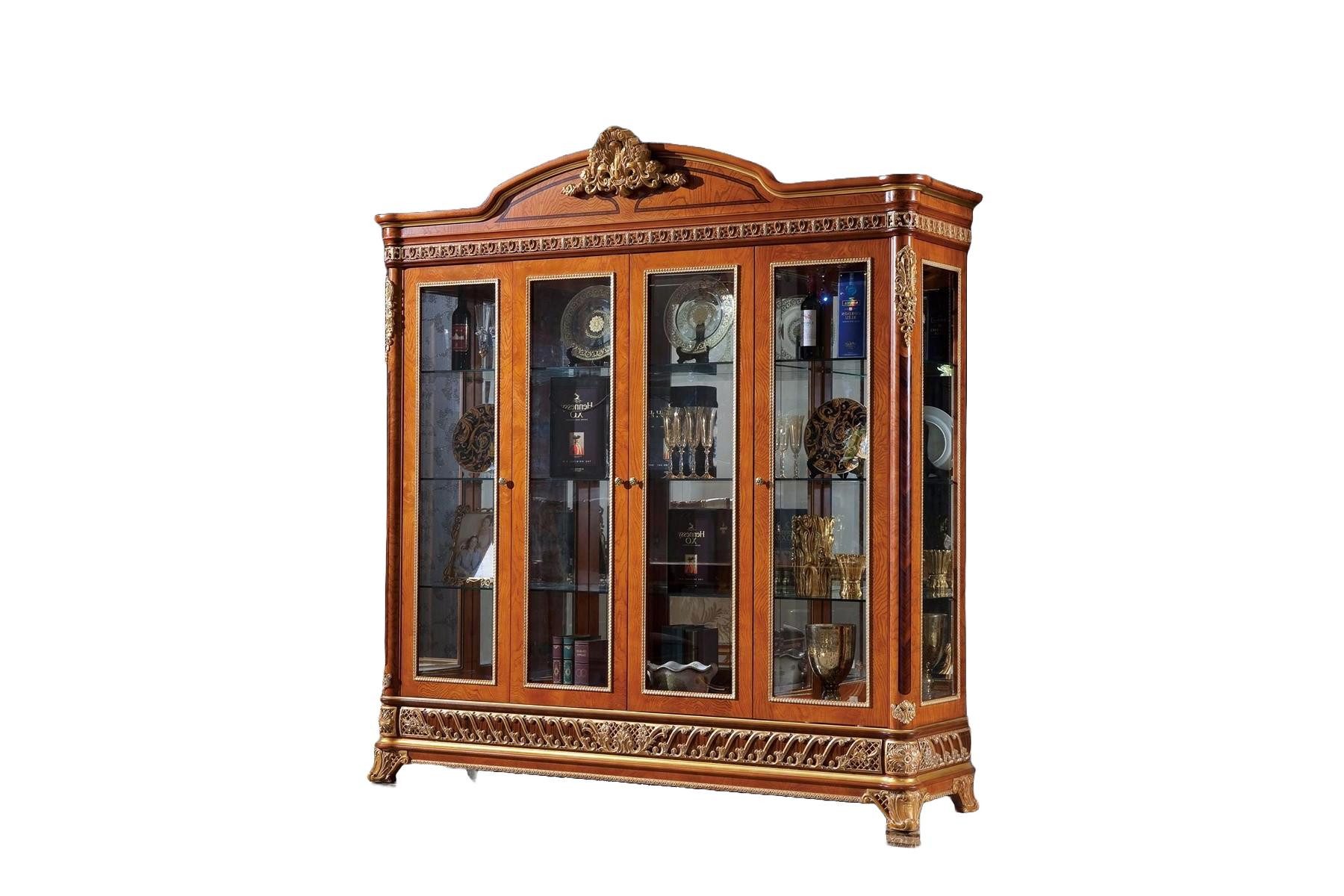 Xlmoebel Vitrine Eleganter Vitrinenschrank im Barock-Rokoko-Stil aus Holz (YB E62 SERIE 4 Tuerige Vitrine) Hergestellt in Europa