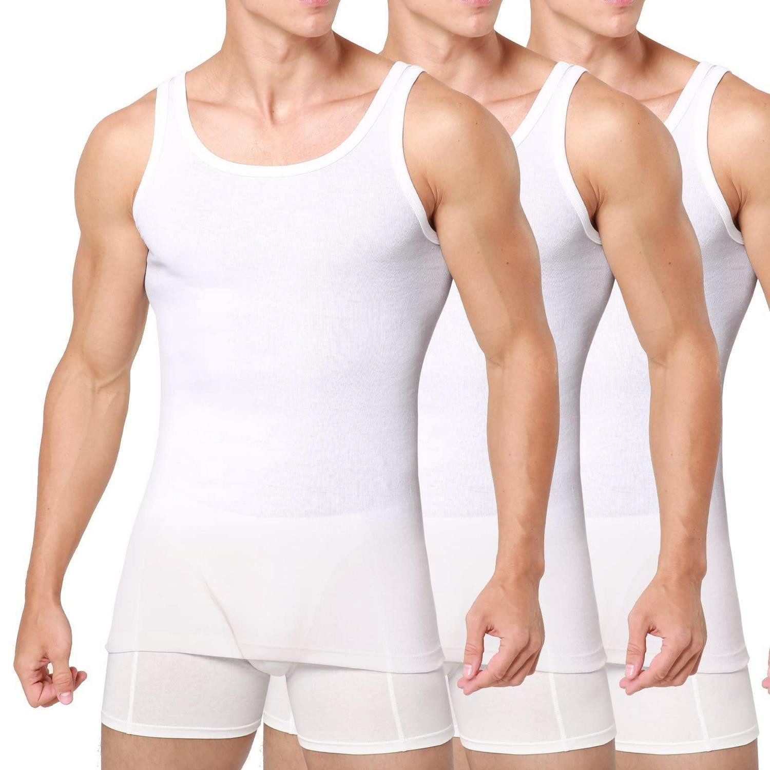 LuxusKollektion Tanktop Herren Unterhemd Tanktop 3/5er Pack Baumwolle 3XL Weiß