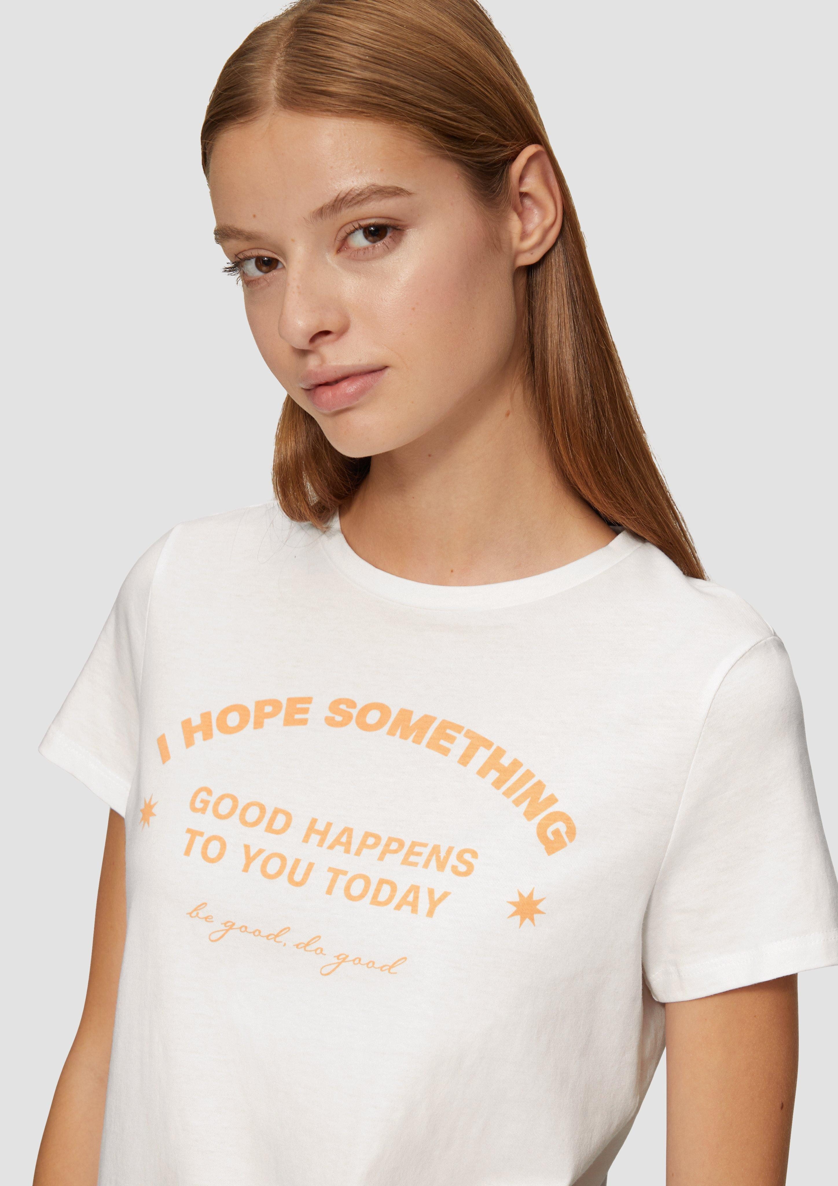 QS Kurzarmshirt T-Shirt mit Frontprint Artwork günstig online kaufen