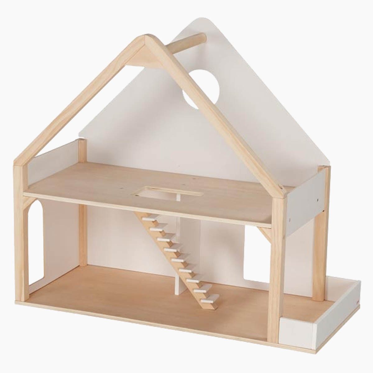 goki Puppenhaus Puppenhaus mit 2 Etagen, (packung, 1-tlg., unmontiert), Offenes Dach für besseren Zugang
