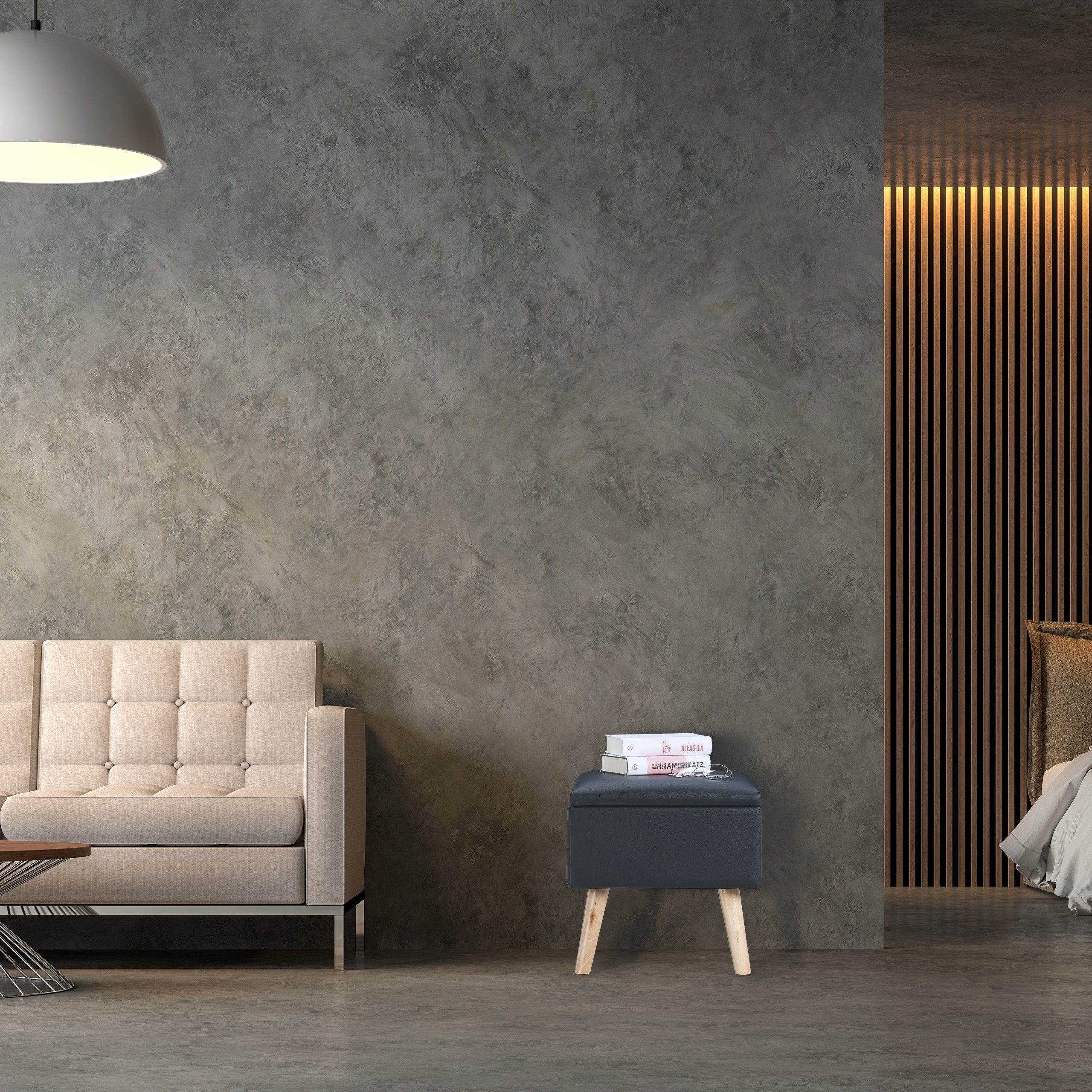 relaxdays Stauraumhocker Sitzhocker mit Stauraum Kunstleder, Dunkelgrau günstig online kaufen