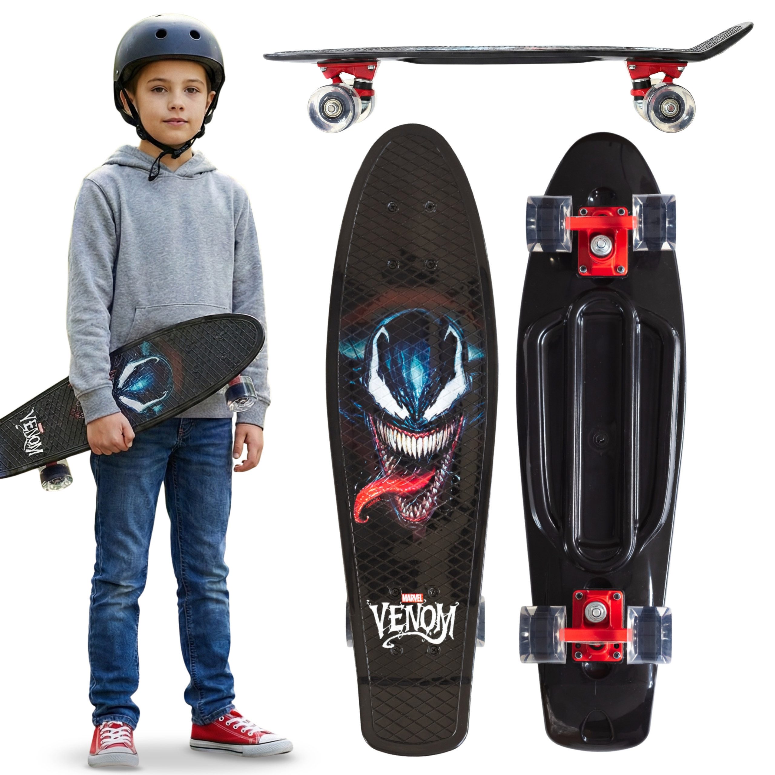 MARVEL Skateboard MARVEL VENOM Jugend Fish Skateboard 67 cm, rutschfest, bis 100 kg