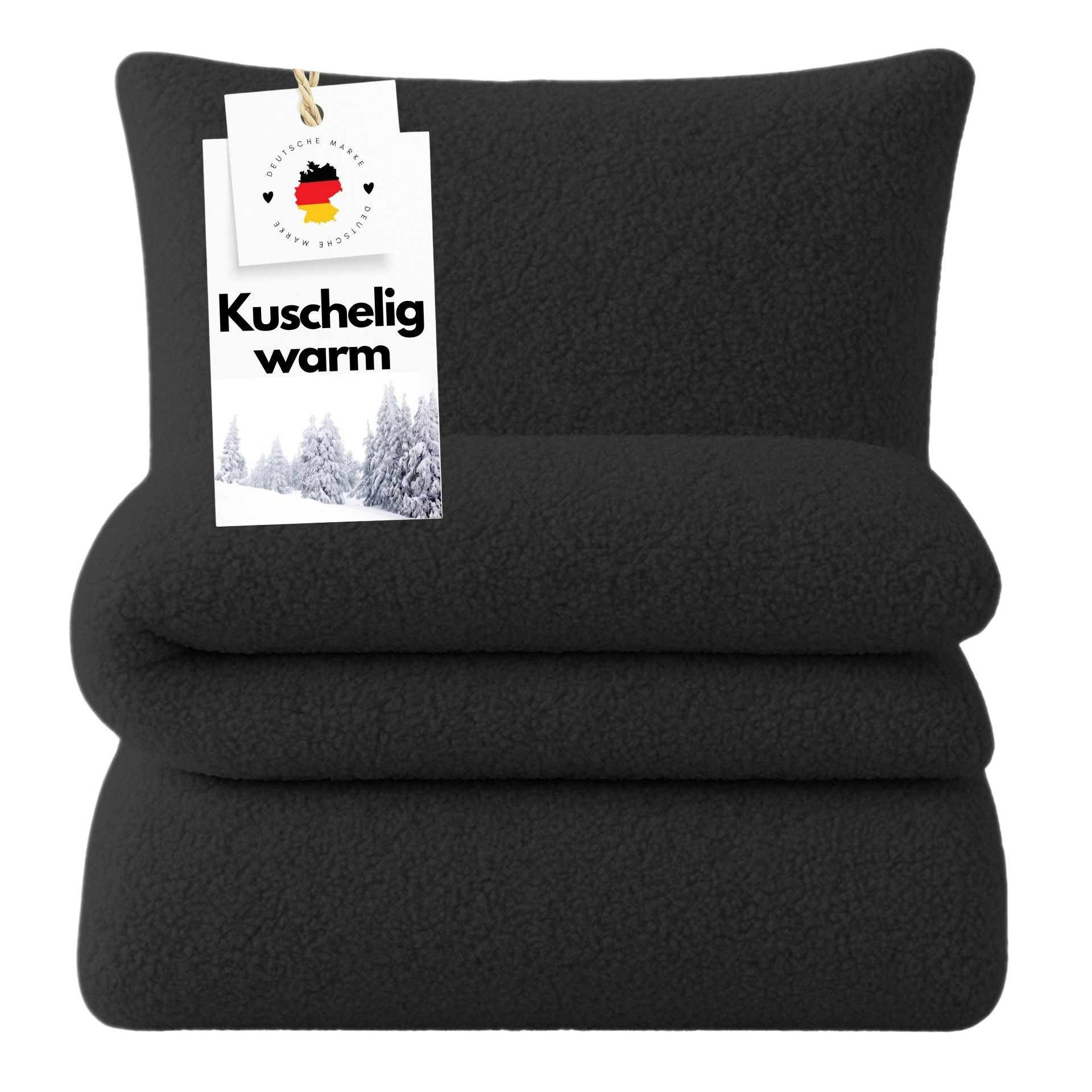 Carpe Sonno Bettwäsche 135x200 Teddy Plüsch Kuschel Bettwäsche Winter Fleece Warm Bettbezug, Microfaser-Fleece, 2 teilig, Extra weiche Winterbettwäsche Uni einfarbig Anthrazit Grau