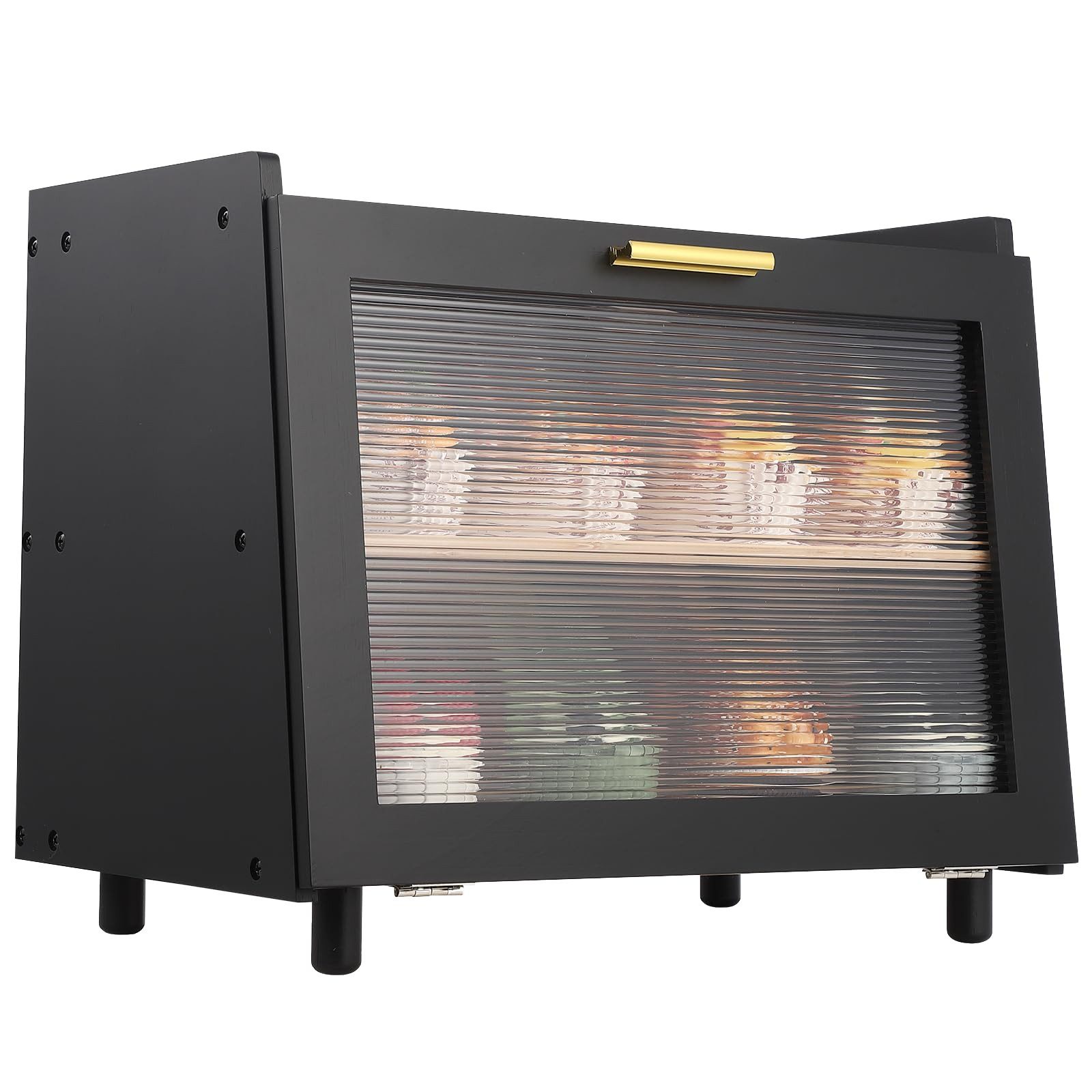 GarveeMore Brotkasten Doppelwandiger großer Brotkasten für dieKüchenzeile,Brot Aufbewahrung, Brotkasten im Landhausstil mit Fenster und Brotkorb,39x32x25CM