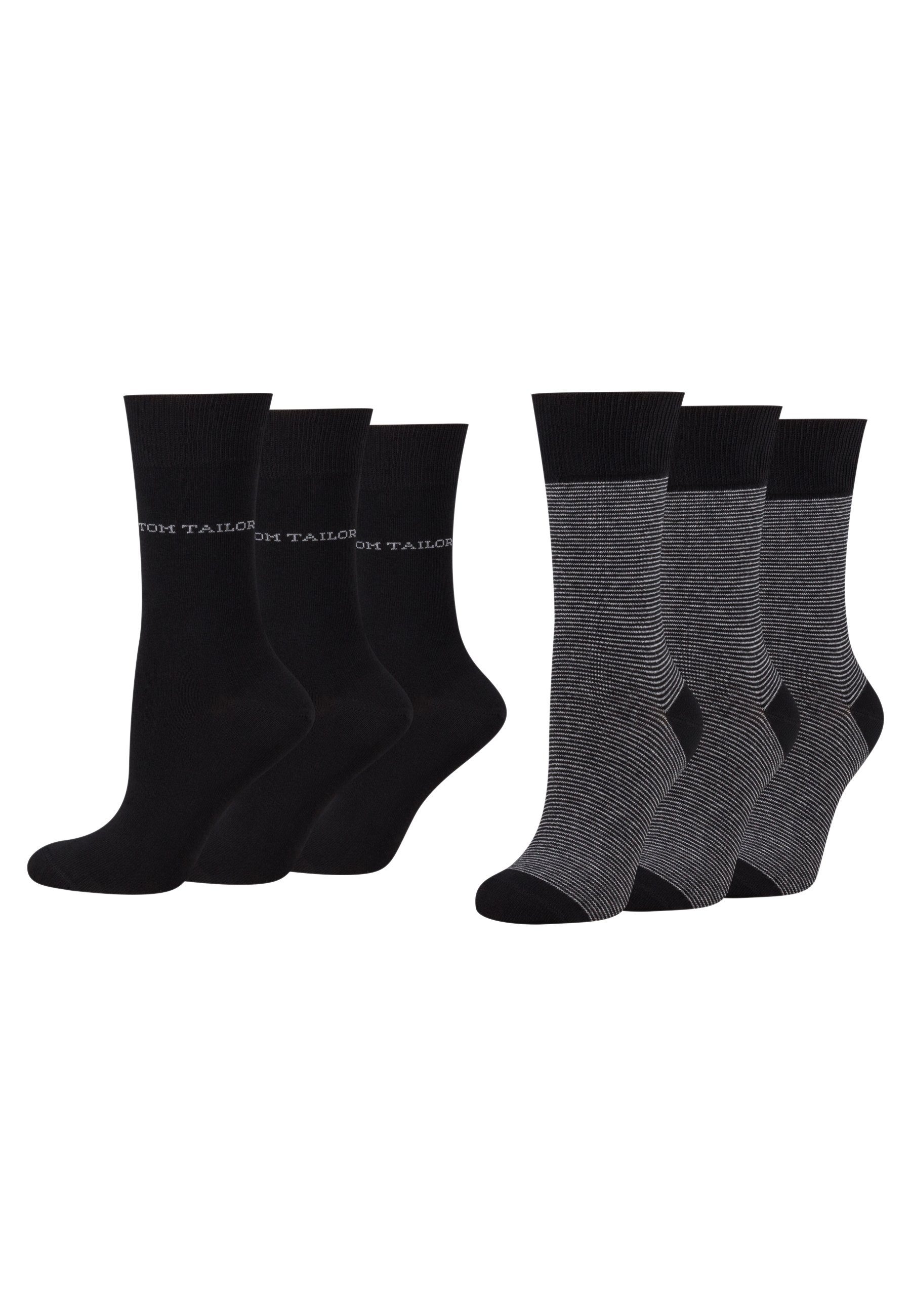 Basicsocken Tom Tailor Damen schlichte basic Socken verschiedene Packs Streifen