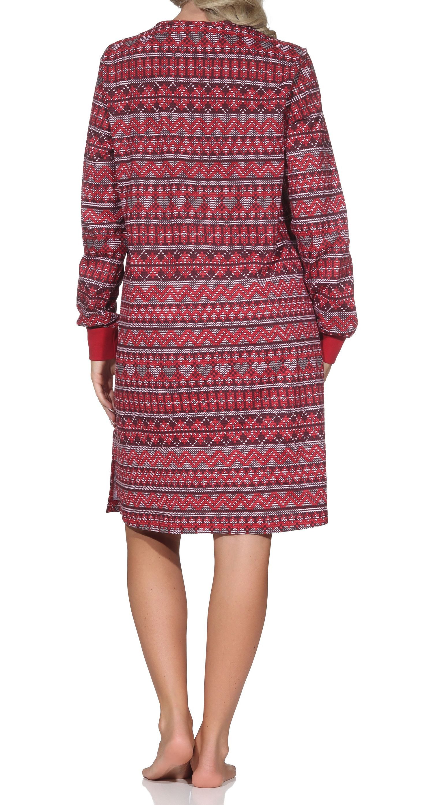 Normann Nachthemd Damen Nachthemd langarm mit Bündchen + Ethnolook - auch in Übergrößen – Bild 3 von 5