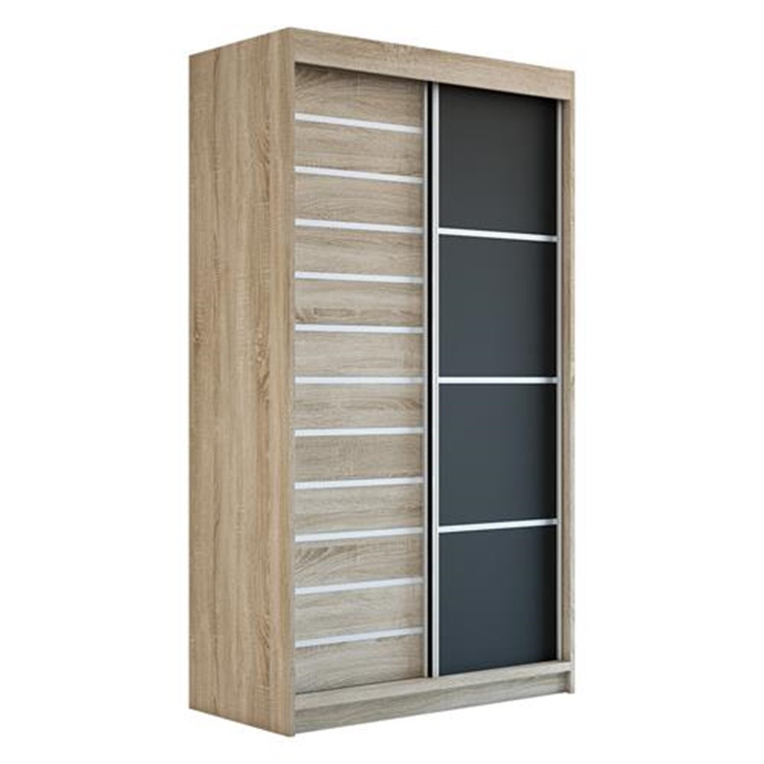 A&J MöbelLand GmbH Schiebetürenschrank COLIN (TOP ANGEBOT! Geräumiger Schrank mit viel Stauraum:6 Regalen und 1 Kleiderstange – -ideal zur Aufbewahrung von Kleidung und Accessoires. TOP PRODUKT! Farbe und Größe (120 cm, 160 cm, 180 cm) zur Auswahl -wählen Sie das ideale Modell für Ihr Schlafzimmer!, Kleiderschrank mit Regalen) Breite: 120 cm, 160 cm, 180 cm, Höhe: 215 cm, Tiefe: 59,5 cm