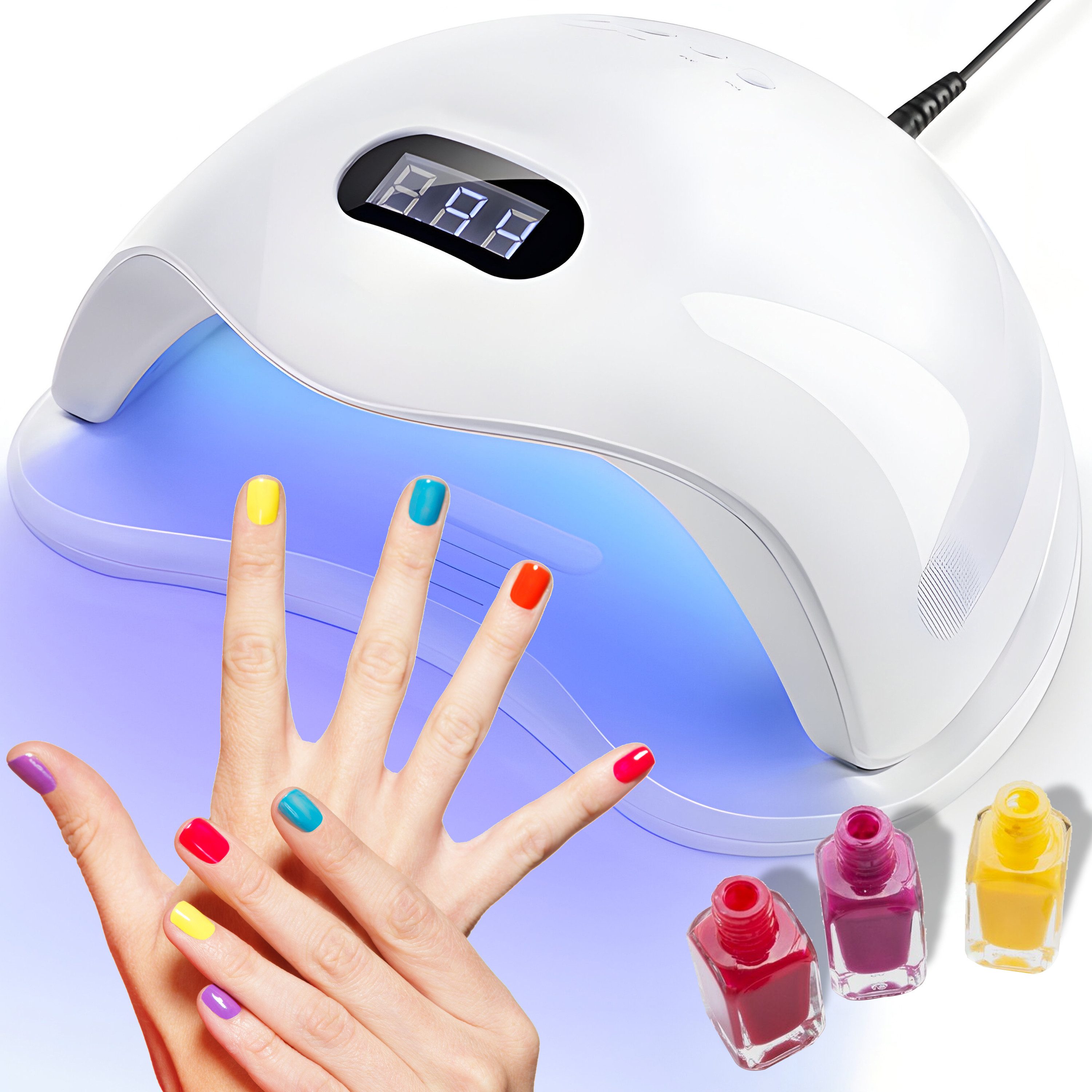 Retoo Lichthärtungsgerät UV LED Nagellampe 48W Nageltrockner 4 Timer Tragbare Lampe für Gelnäge, UV-LED-Lampe Stromkabel Bedienungsanleitung Originalverpackung, Für alle Arten von Nagelgel, Infrarotsensor und Timer