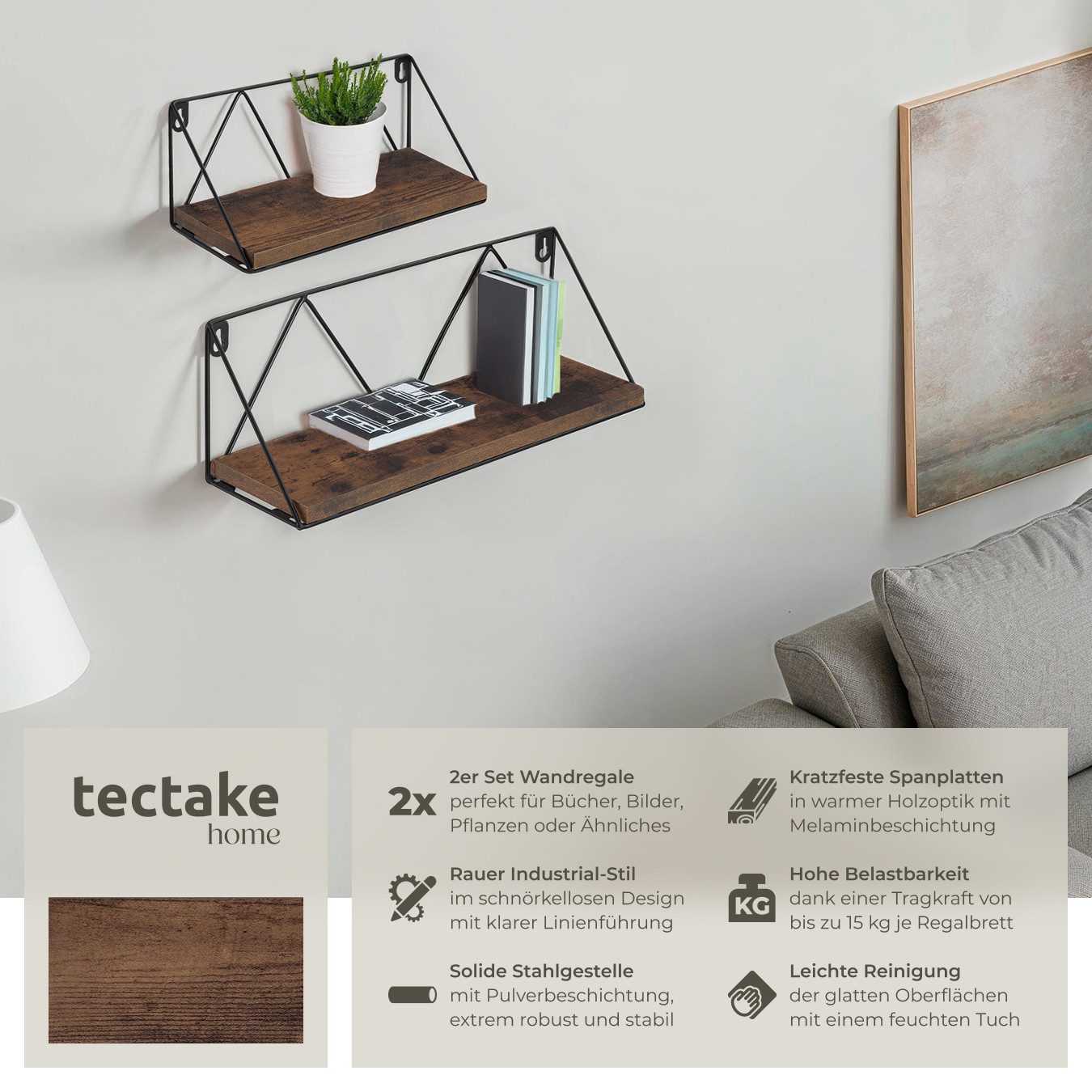 tectake Wandregal 2er Set Wandregal, Set günstig online kaufen