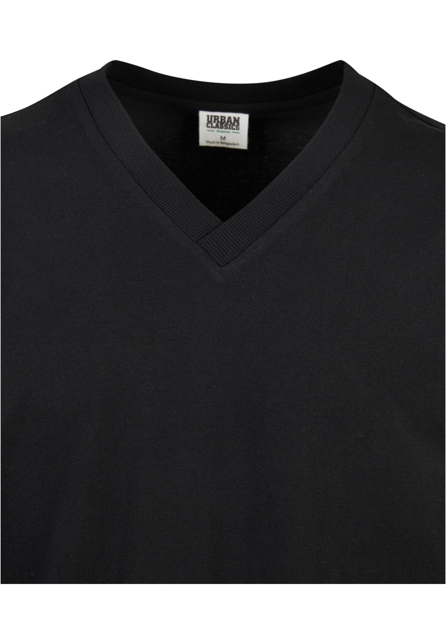 URBAN CLASSICS Tee black Kurzarmshirt Organic V-Neck Herren (1-tlg) Oversized
