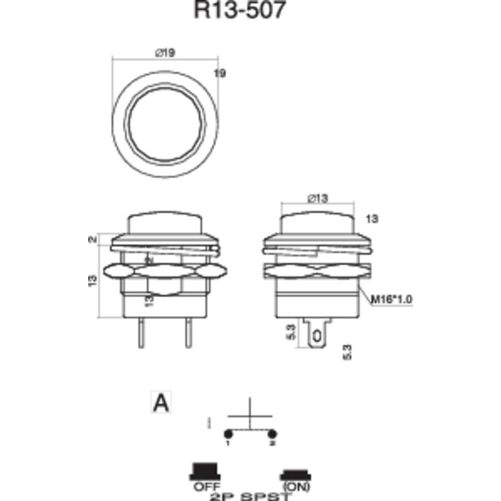 250 erhaben Drucktaster 3 COMPONENTS TRU A, Schalter V/AC Betätiger