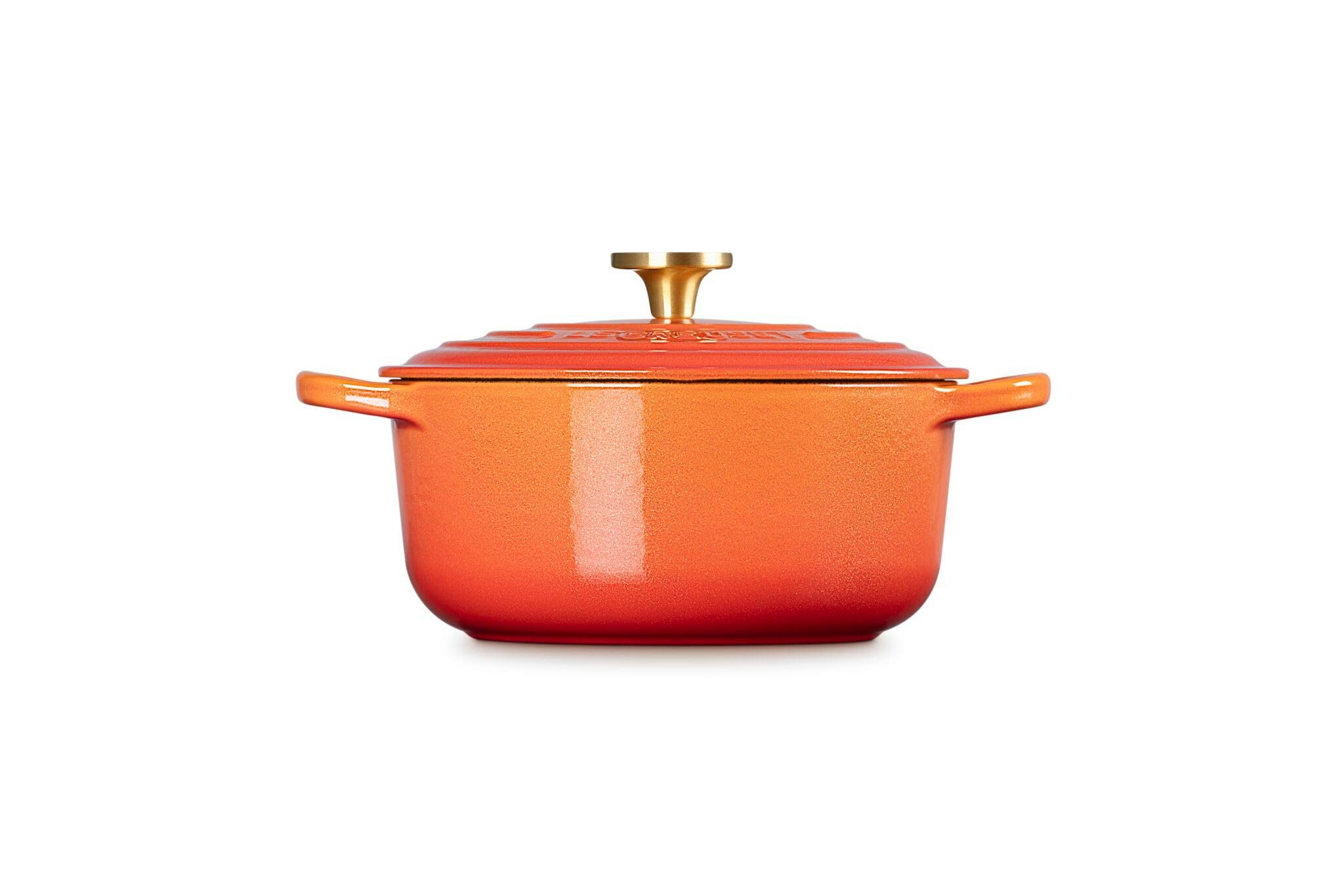 LE CREUSET Bräter Signature Gusseisen-Bräter, Gusseisen, Rund, Ø 20 cm, 2,4 l, 3,16 kg, Flamme Dorrée, 21177201834479