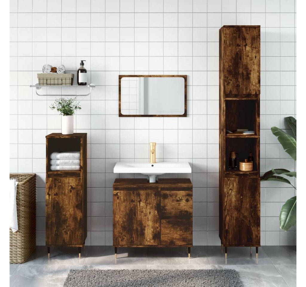 Thumbnail - vidaXL Waschtisch Badschrank Räuchereiche 65x33x60 cm Spanplatte