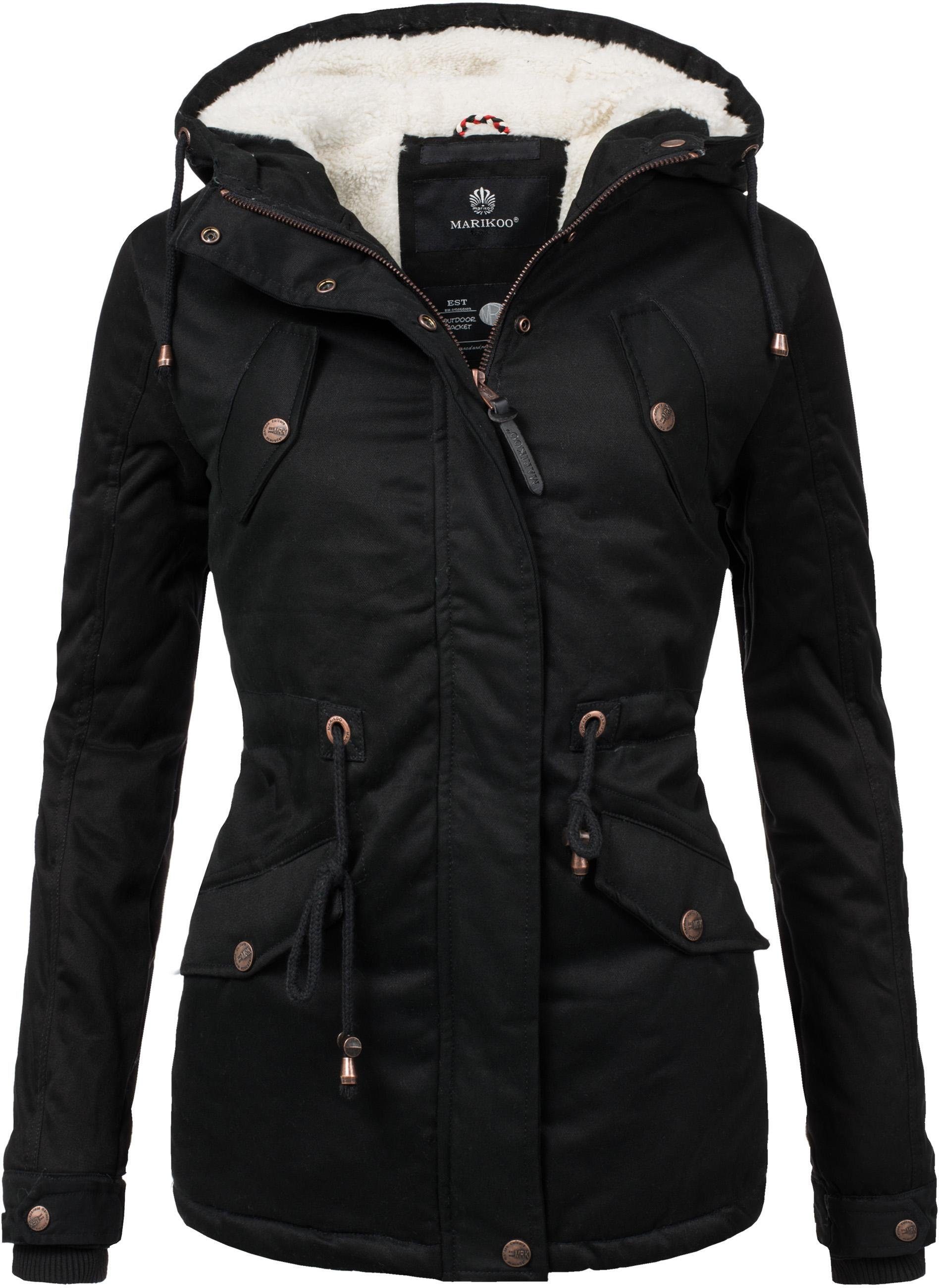 Marikoo Winterjacke Manolya stylischer Kurzmantel mit weichem Teddyfell-Futter