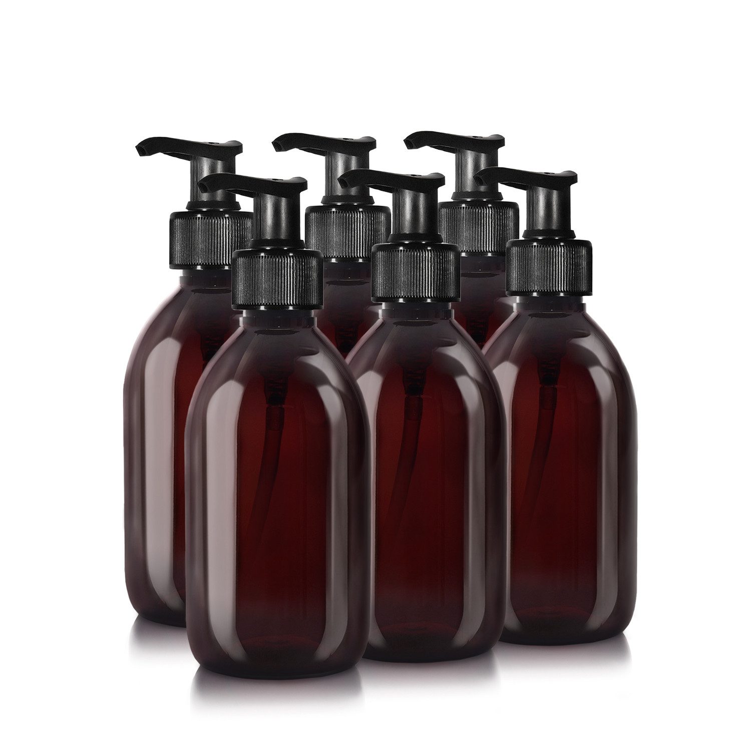 Oputec Seifenspender 6 x 300ml Seifenspender aus Kunststoff braun zum Befüllen