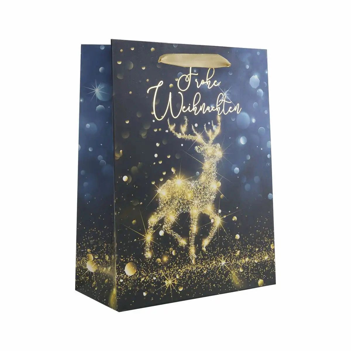 Idena Geschenktüten Idena Geschenktasche Weihnachten schwarz/gold 18x23x8cm