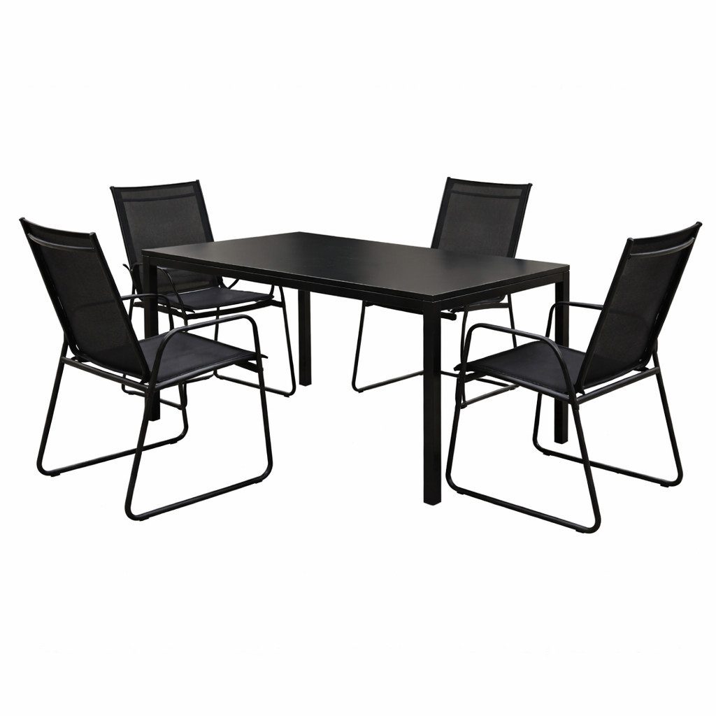 Mojawo Essgruppe 5tlg Gartengarnitur Gartenmöbel Glastisch 150x80cm 4 x Stuhl
