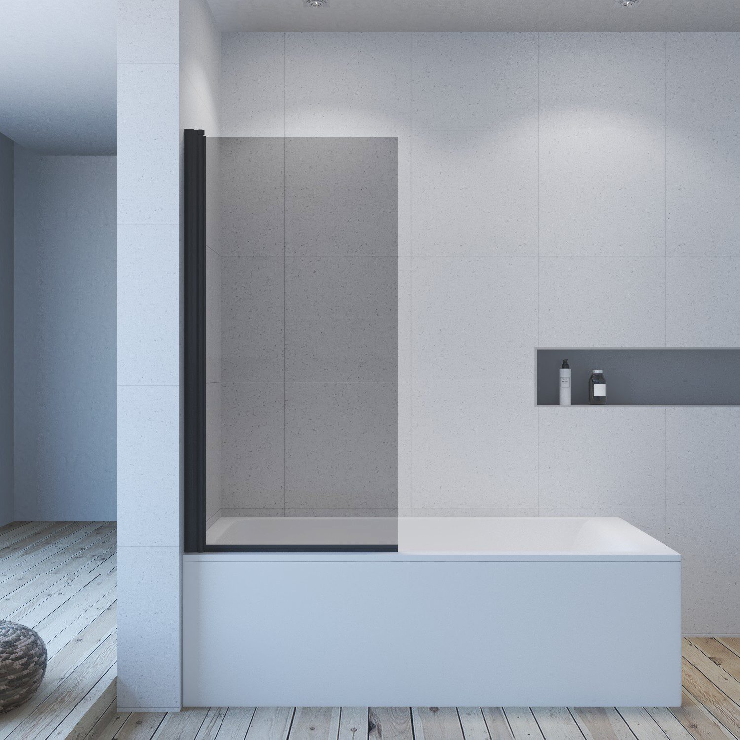 AQUABATOS Badewannenaufsatz Badewannenaufsatz eck schwarz 1 teilig 2 teilig 3 teilig