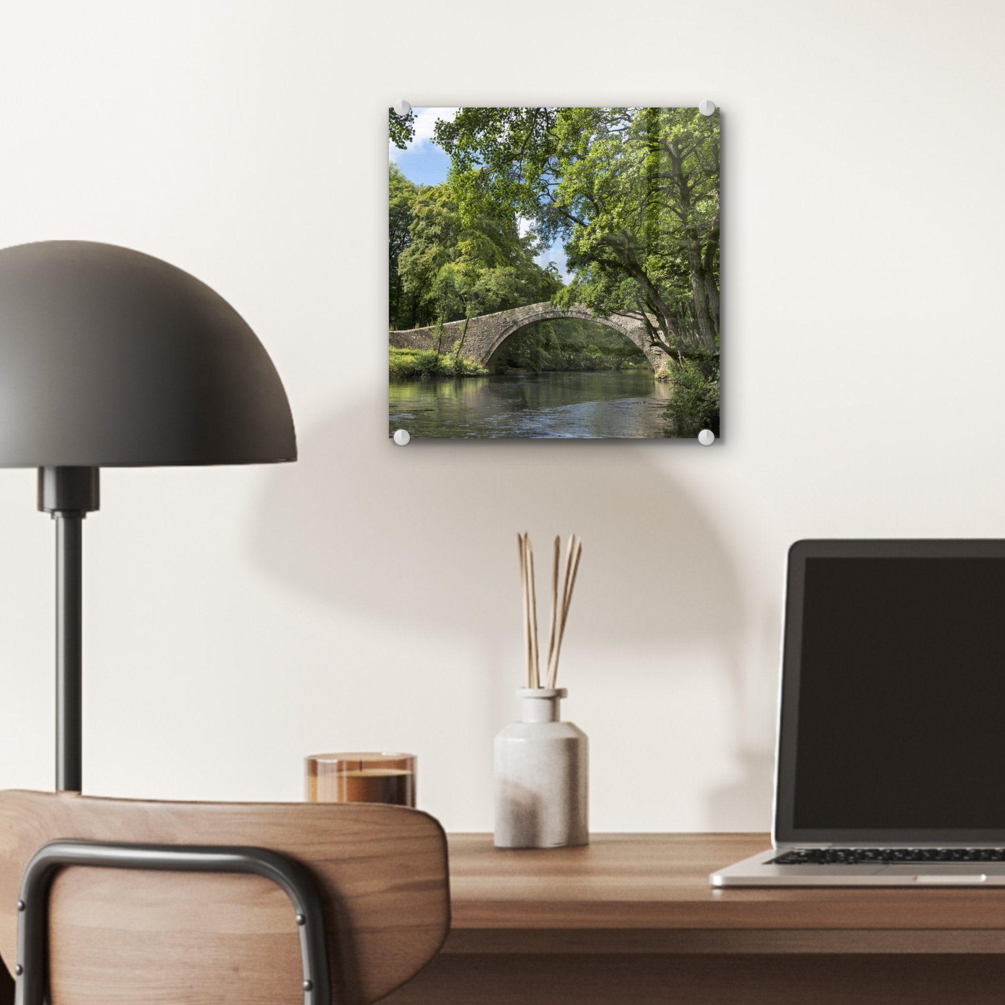 Wandbild auf Glas - auf Glasbilder einem Acrylglasbild Steinbogen St), alter (1 Foto Wanddekoration Glas - - Nachmittag, sonnigen Ein an MuchoWow Bilder