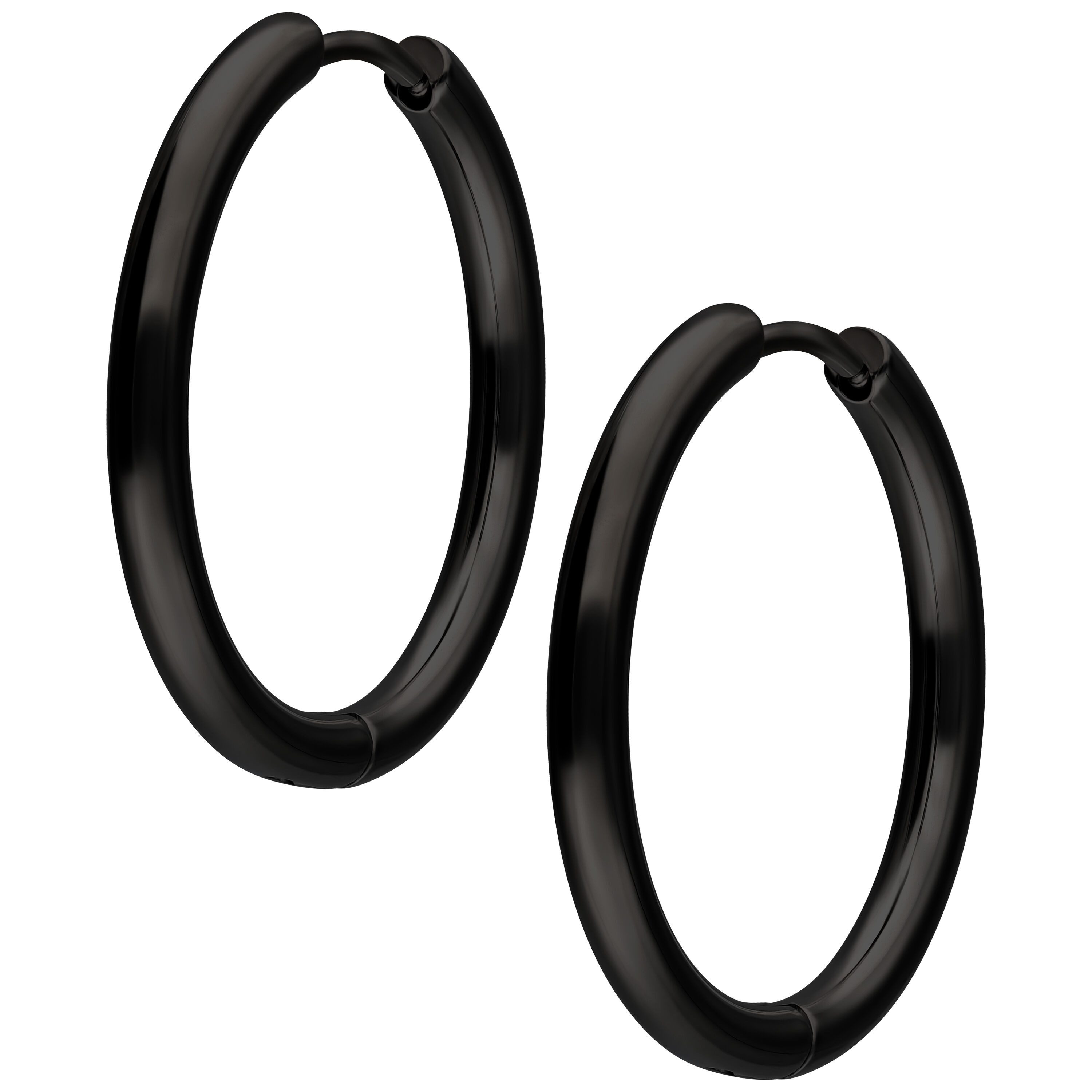 Wildcat Paar Ohrhänger Little Hoops - Schwarz, 20,0 mm, Chirurgenstahl 316L - wasserfest, langlebig, hautverträglich